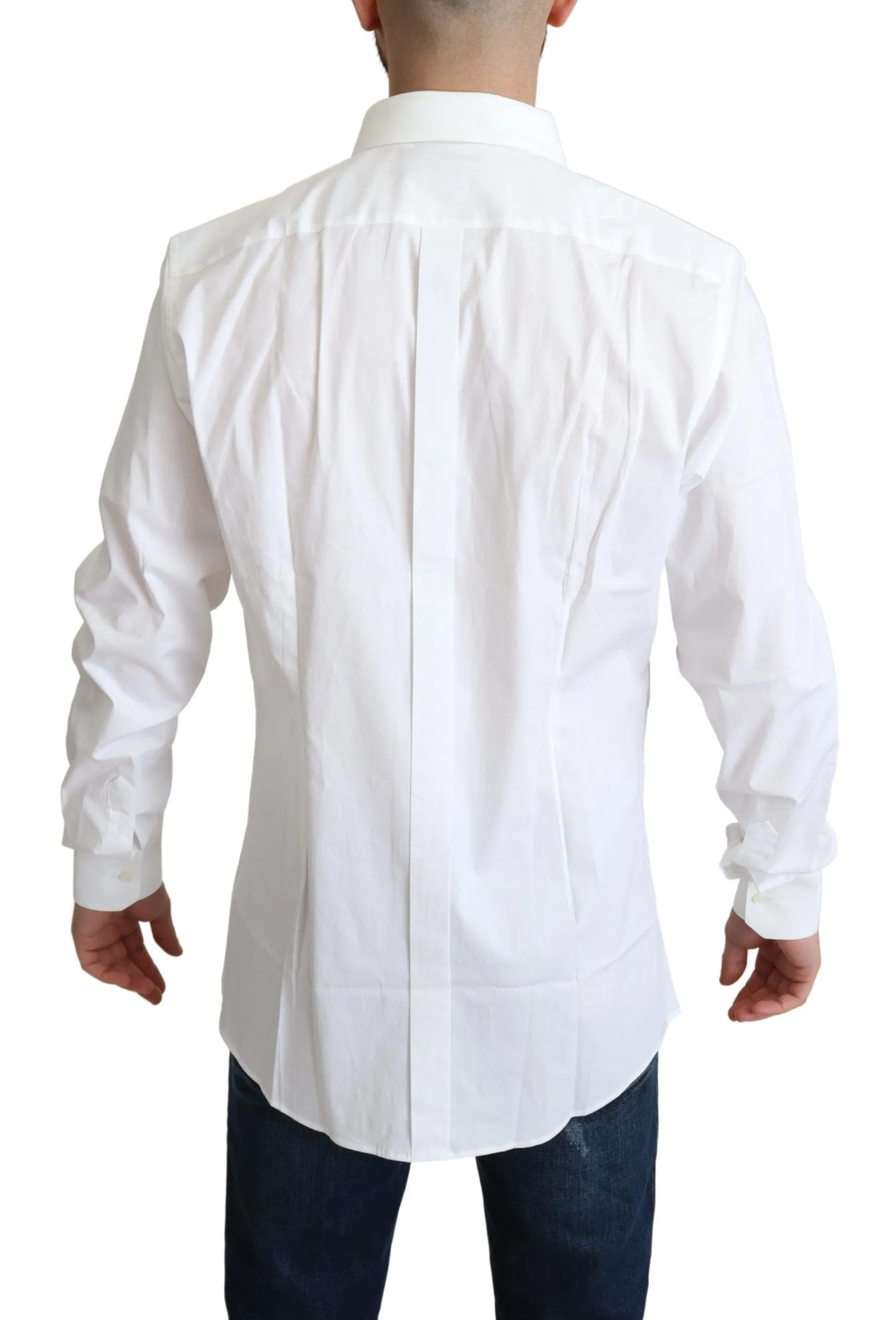 Dolce & Gabbana Men's Elegant White Cotton Stretch Dress Shirt