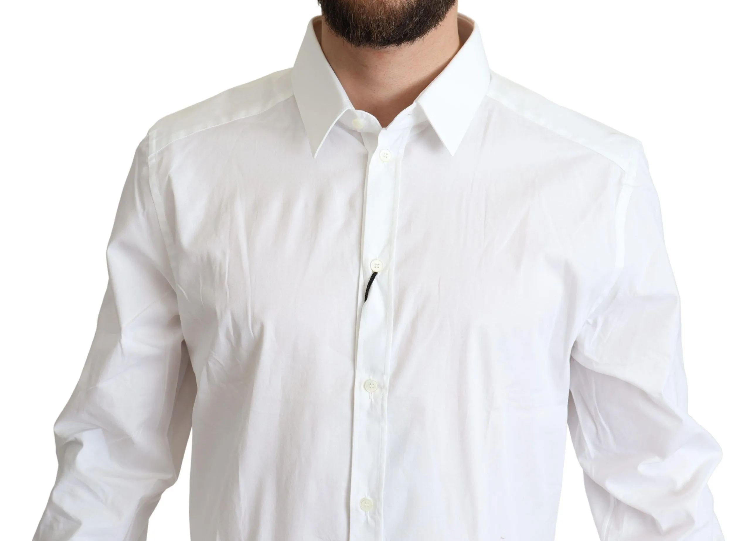 Dolce & Gabbana Men's Elegant White Cotton Stretch Dress Shirt