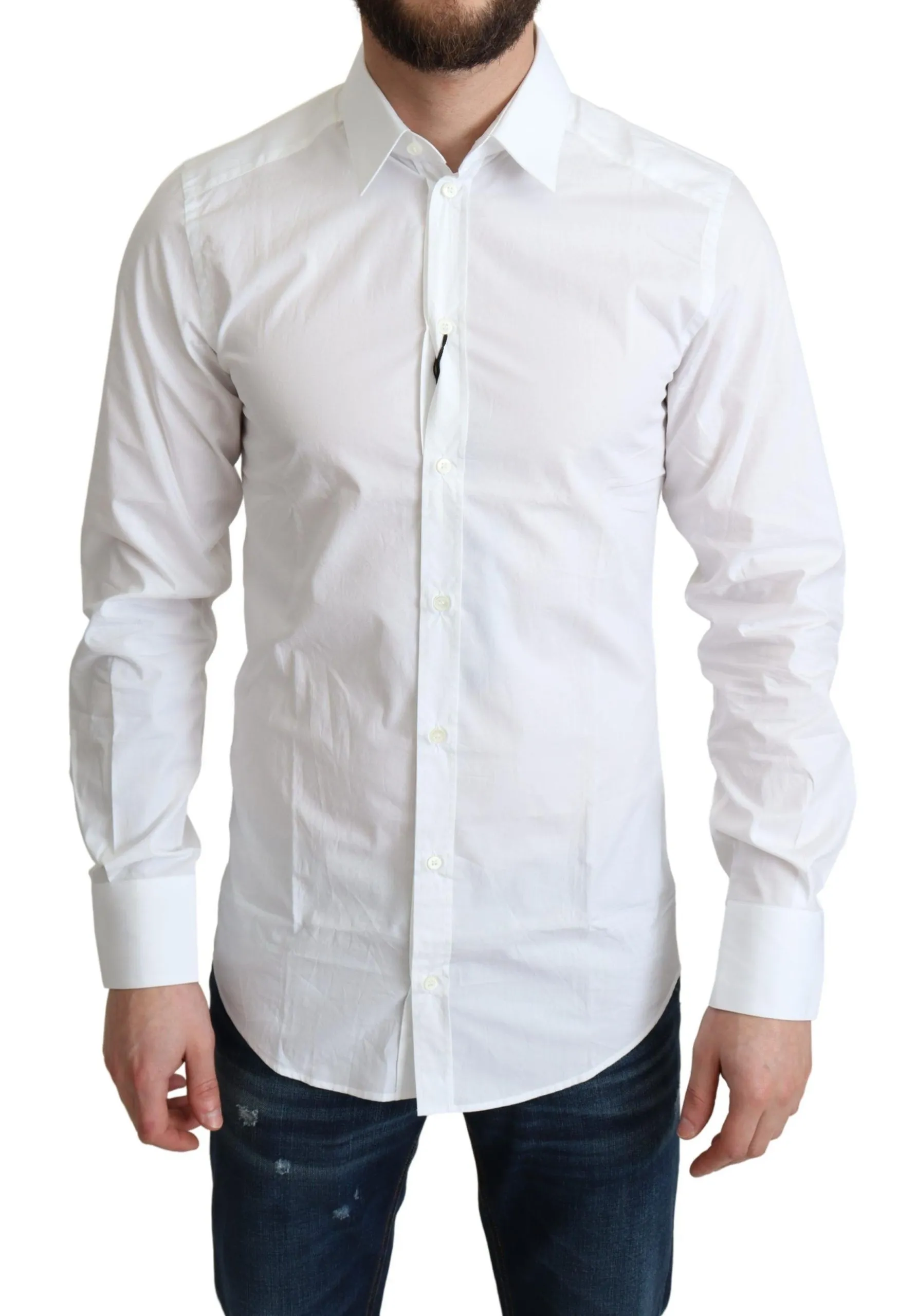 Dolce & Gabbana Men's Elegant White Cotton Dress Shirt