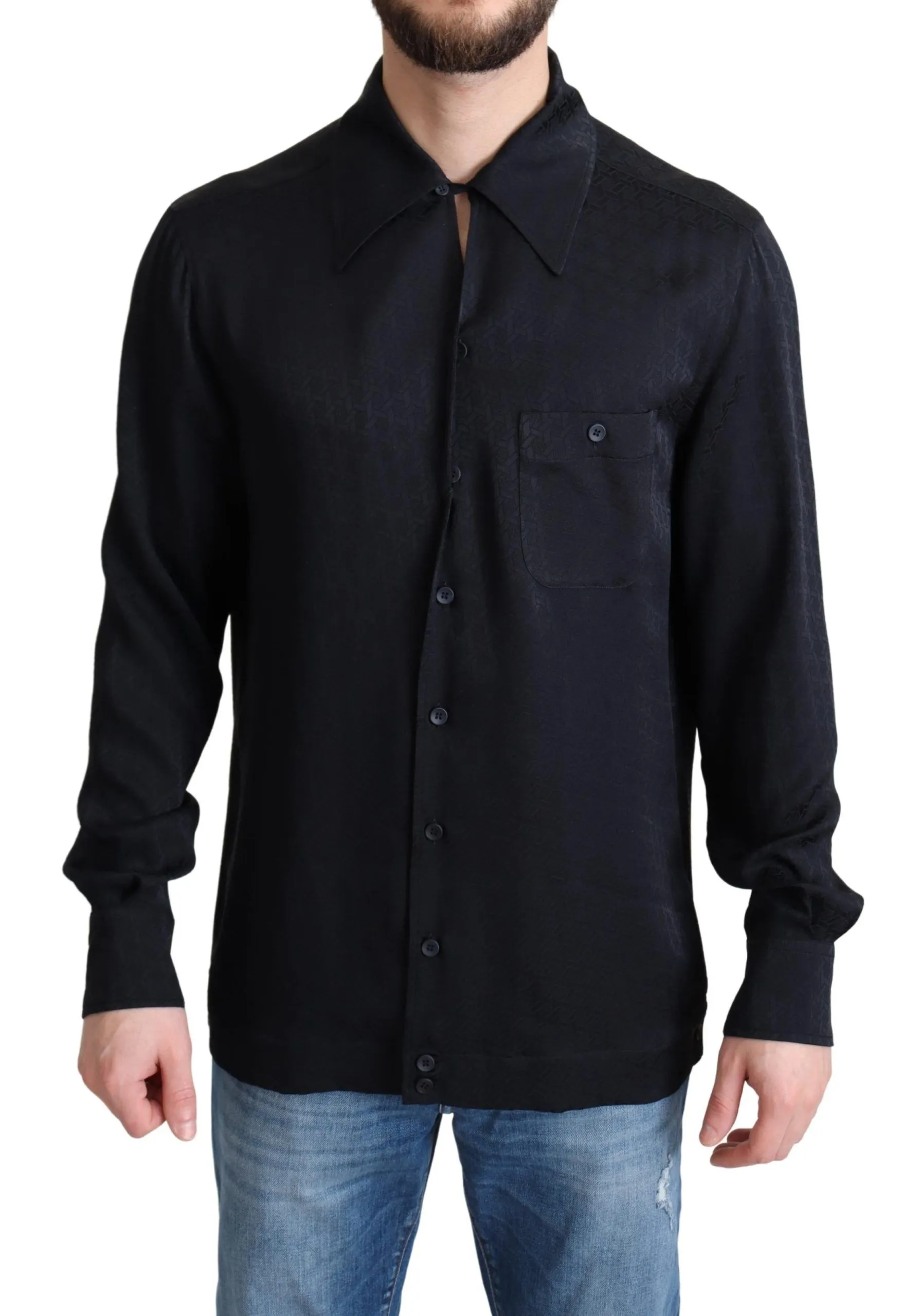 Dolce & Gabbana Men's Elegant Jacquard Silk Casual Shirt