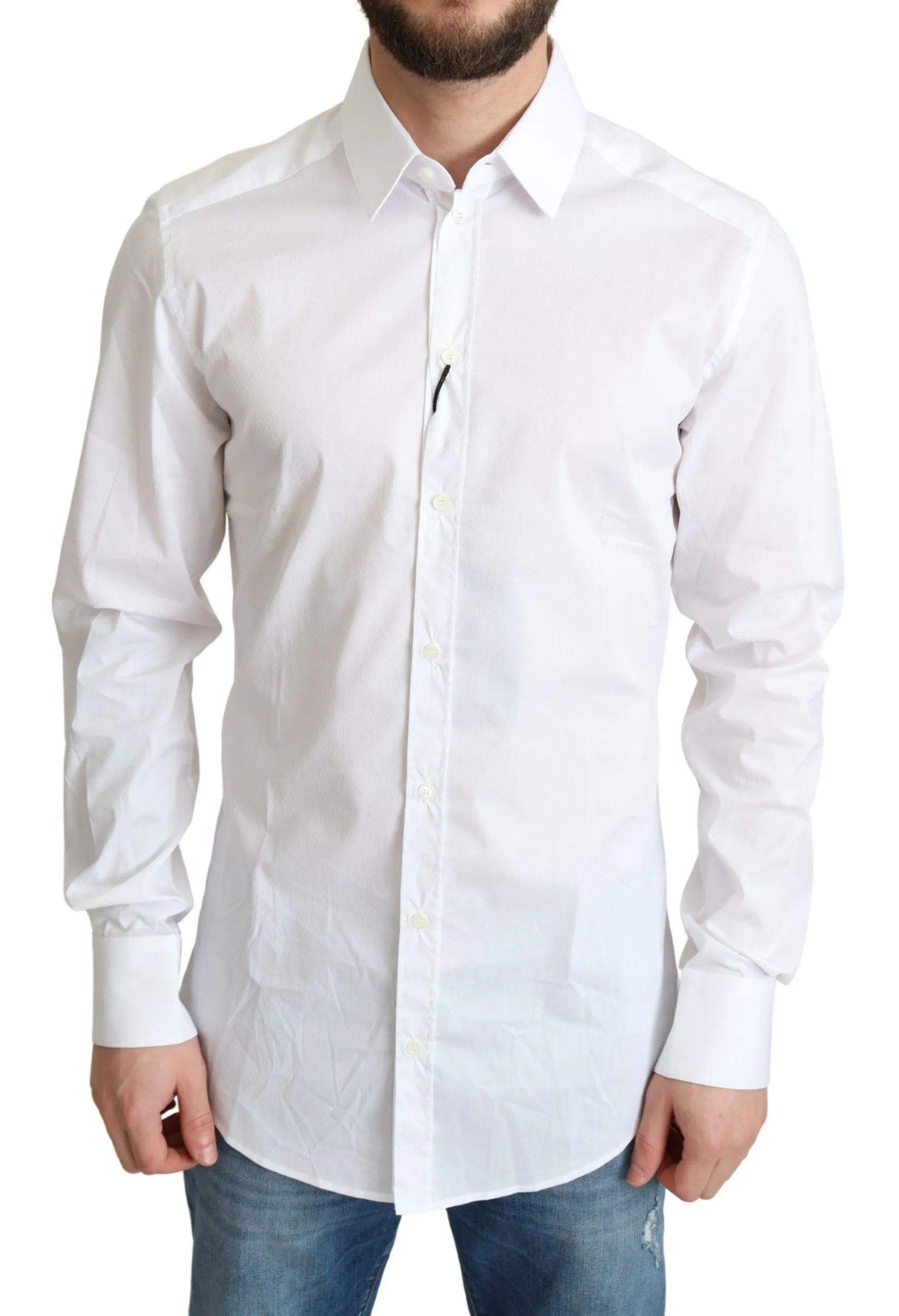 Dolce & Gabbana Men's Elegant Slim Fit Gold Dress Shirt