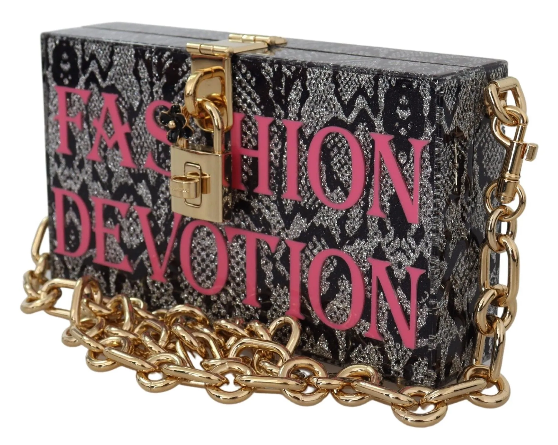 Dolce & Gabbana Women's Gray Resin Dolce Box Clutch with Gold Details
