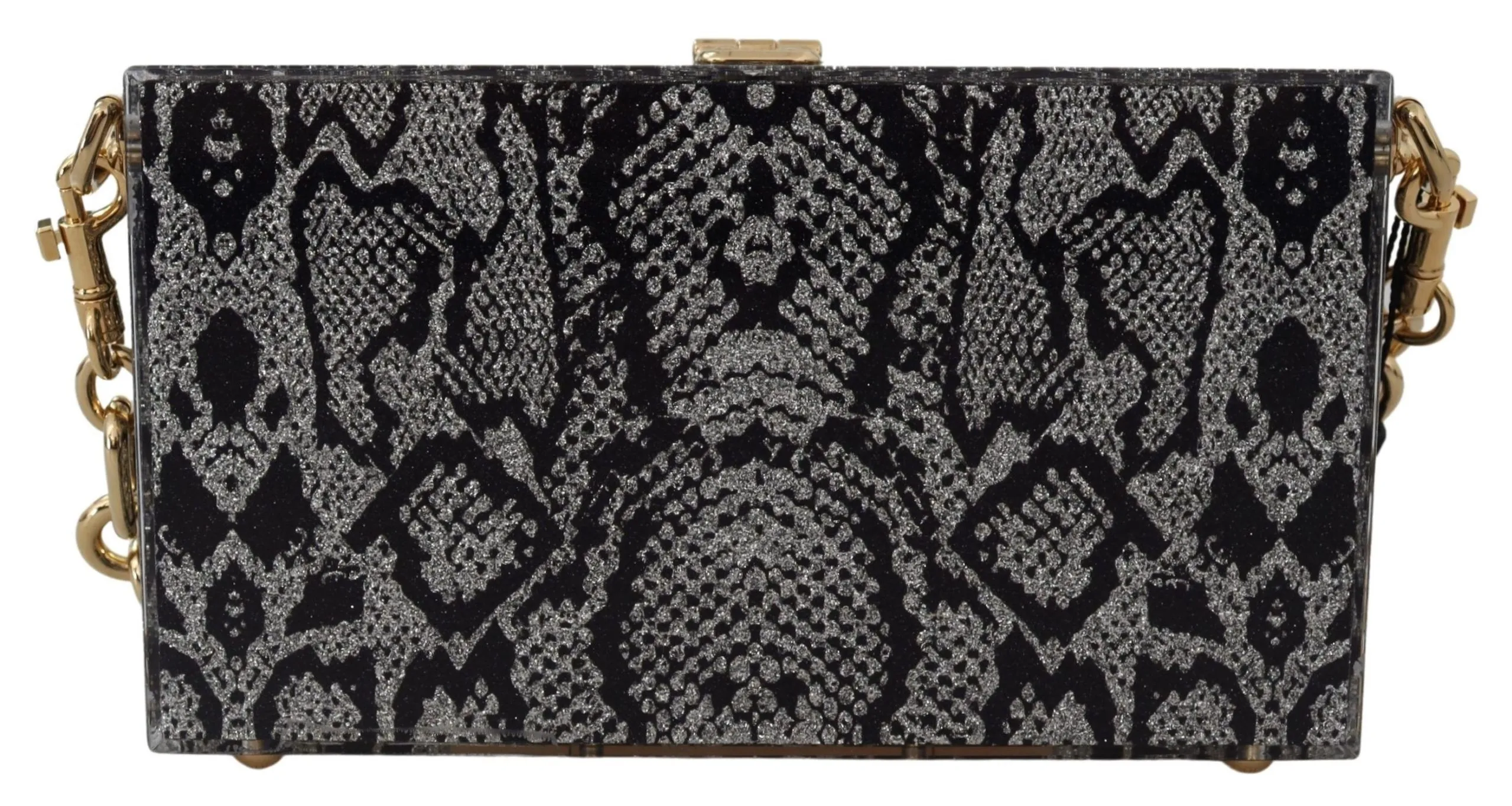 Dolce & Gabbana Women's Gray Resin Dolce Box Clutch with Gold Details