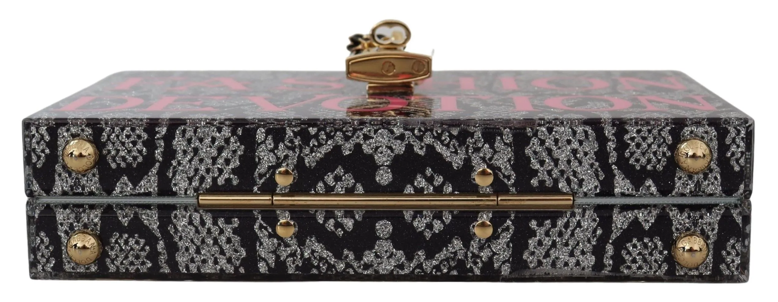Dolce & Gabbana Women's Gray Resin Dolce Box Clutch with Gold Details