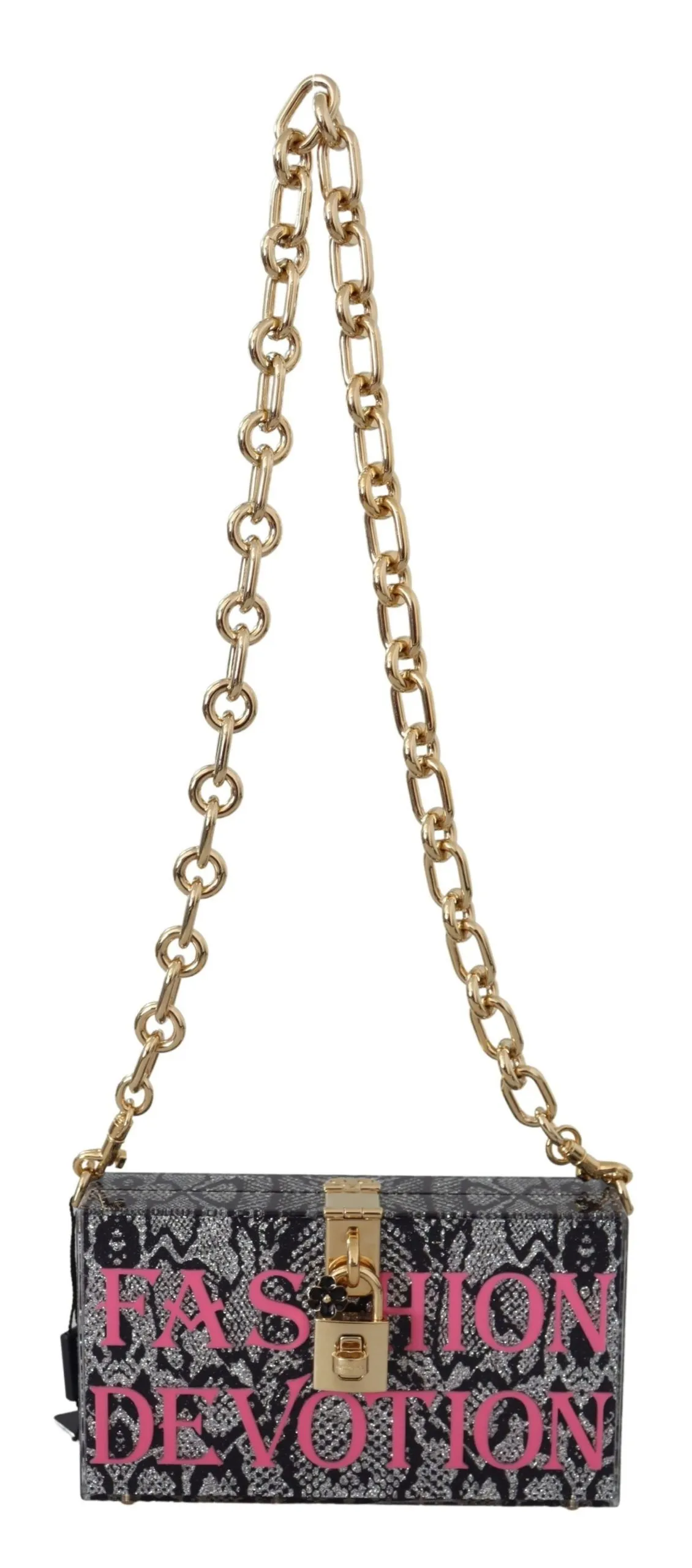 Dolce & Gabbana Women's Gray Resin Dolce Box Clutch with Gold Details