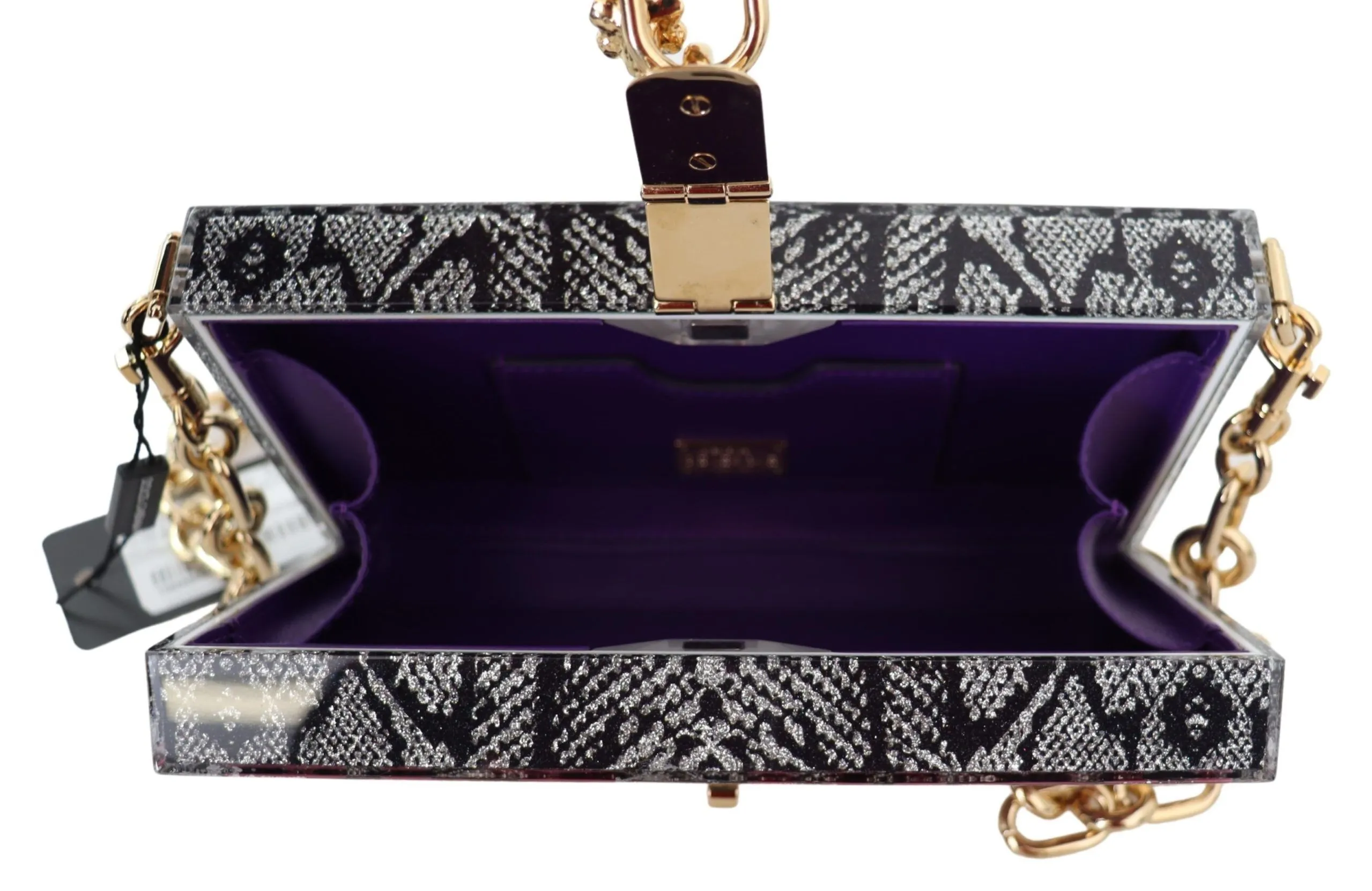 Dolce & Gabbana Women's Gray Resin Dolce Box Clutch with Gold Details