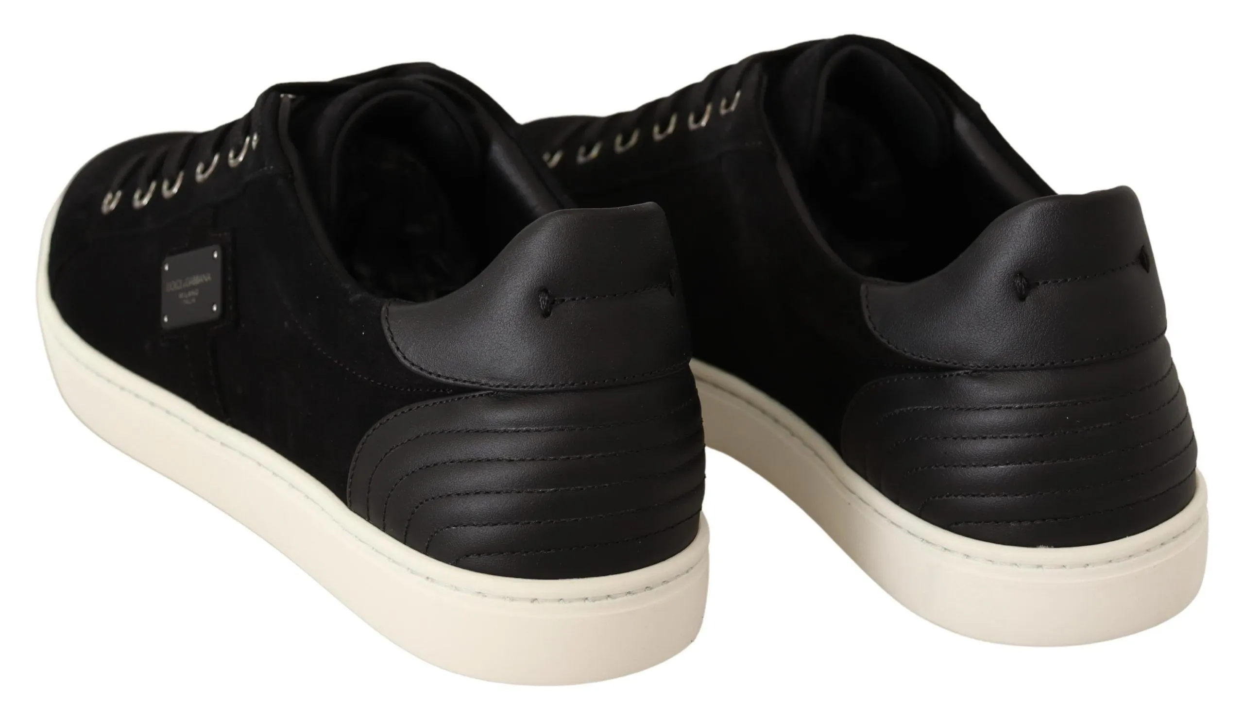 Dolce & Gabbana Men's Elegant Black Leather & Suede Sneakers