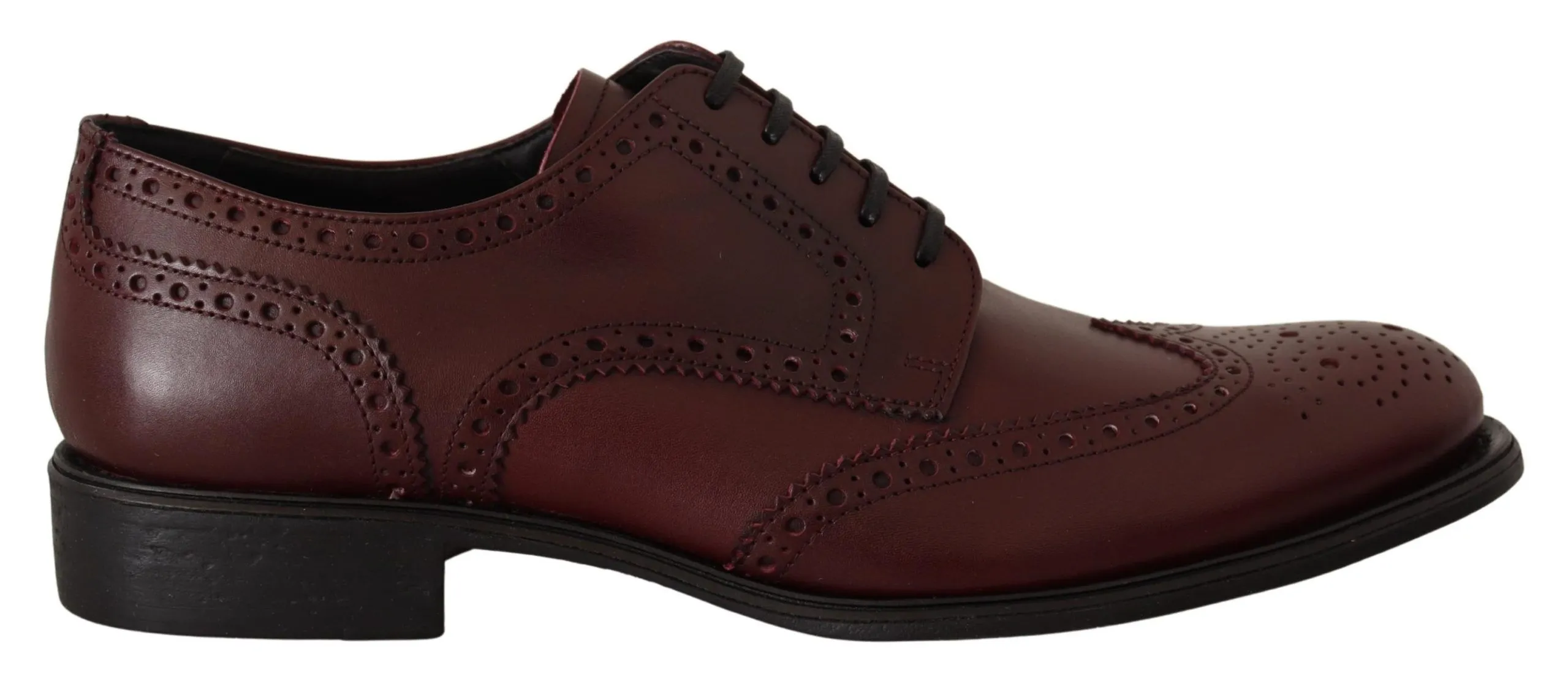 Dolce & Gabbana Men's Elegant Bordeaux Leather Derby Shoes