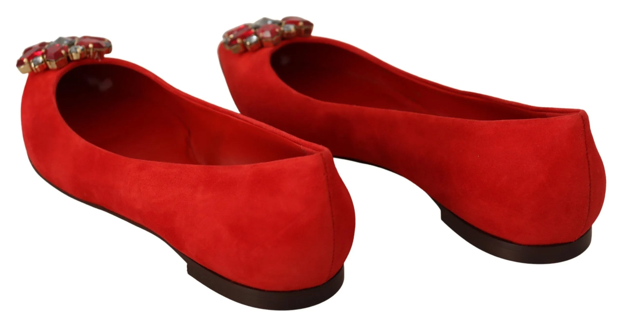 Dolce & Gabbana Women's Crystal Embellished Red Suede Flats
