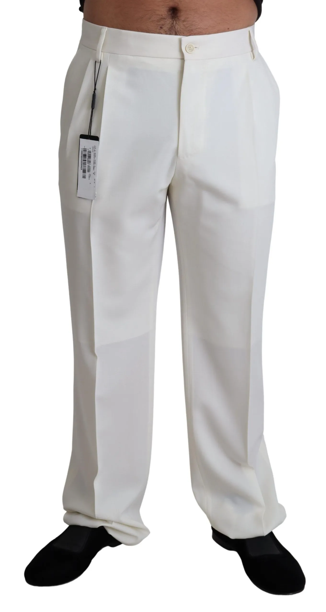 Dolce & Gabbana Men's Elegant White Wool Dress Trousers for Men