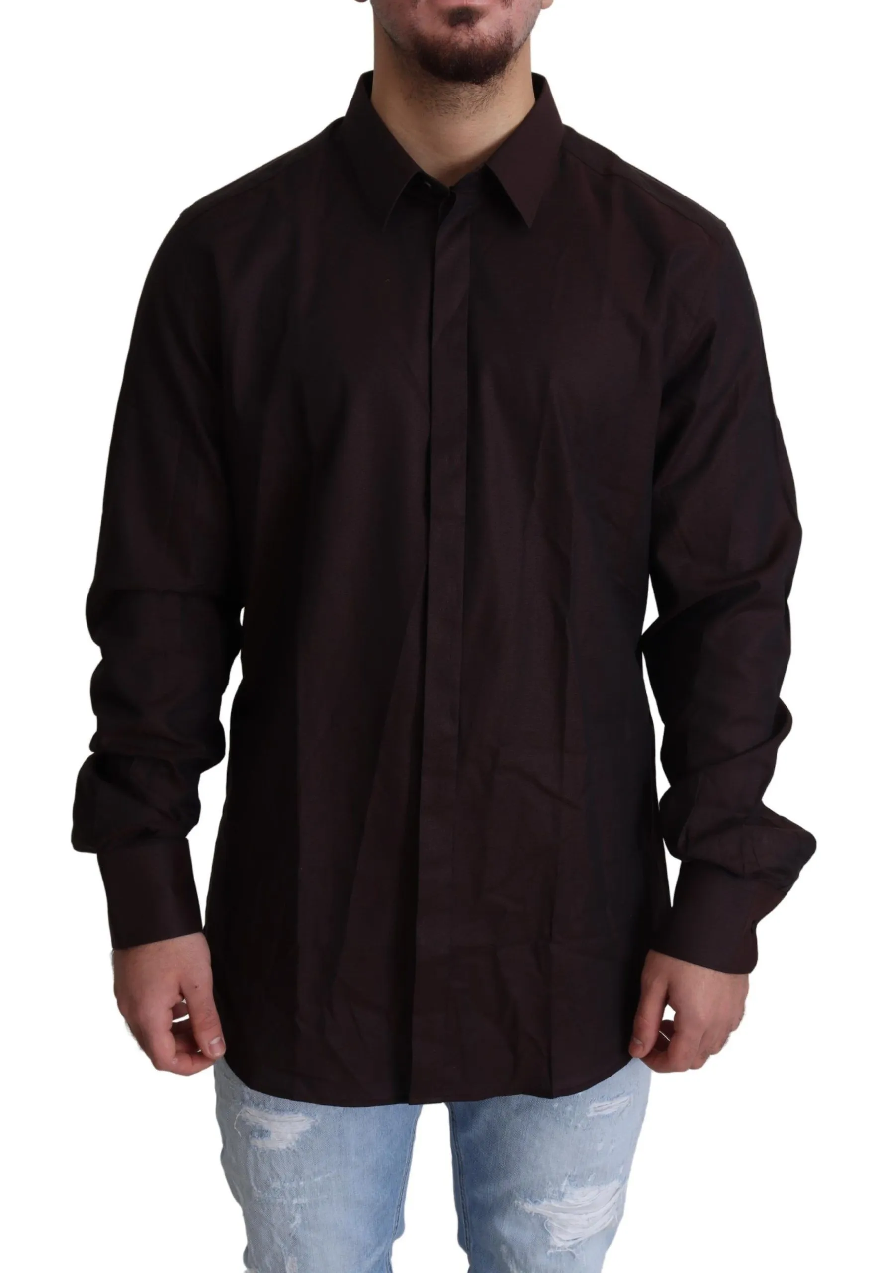 Dolce & Gabbana Men's Elegant Spread Collar Cotton Dress Shirt