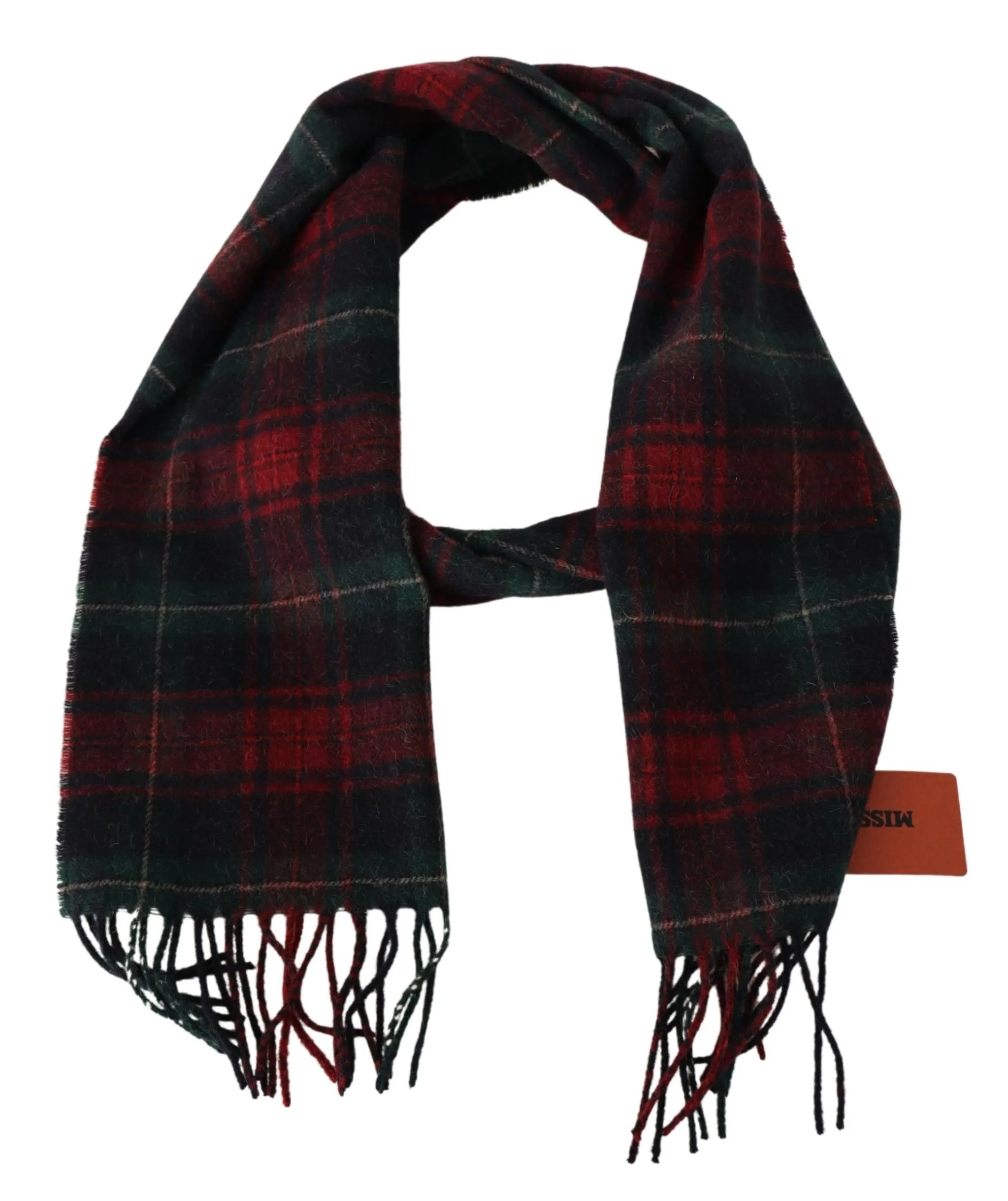Missoni Men's Elegant Check Wool Scarf with Logo Embroidery
