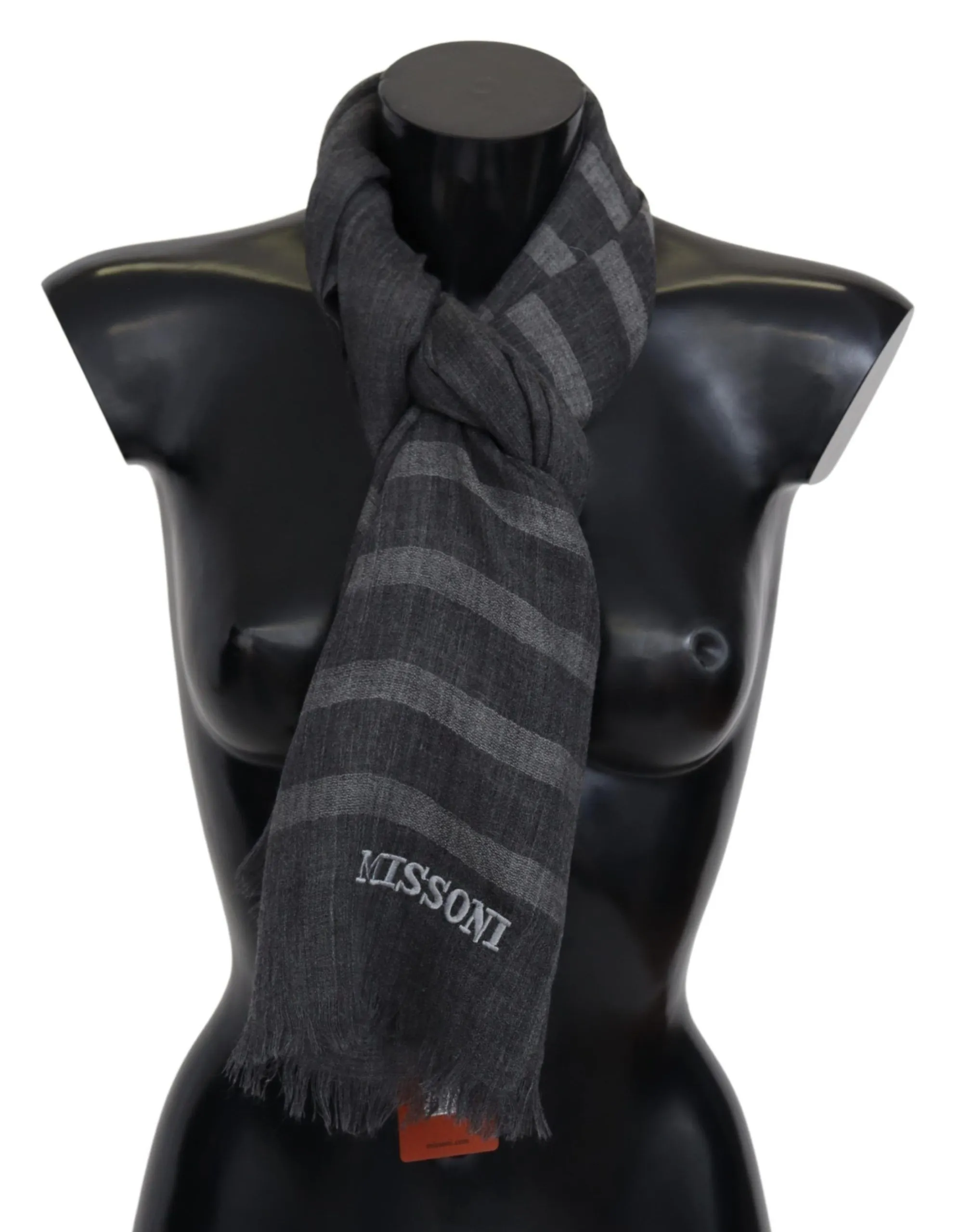 Missoni Men's Elegant Unisex Wool Scarf with Logo Embroidery