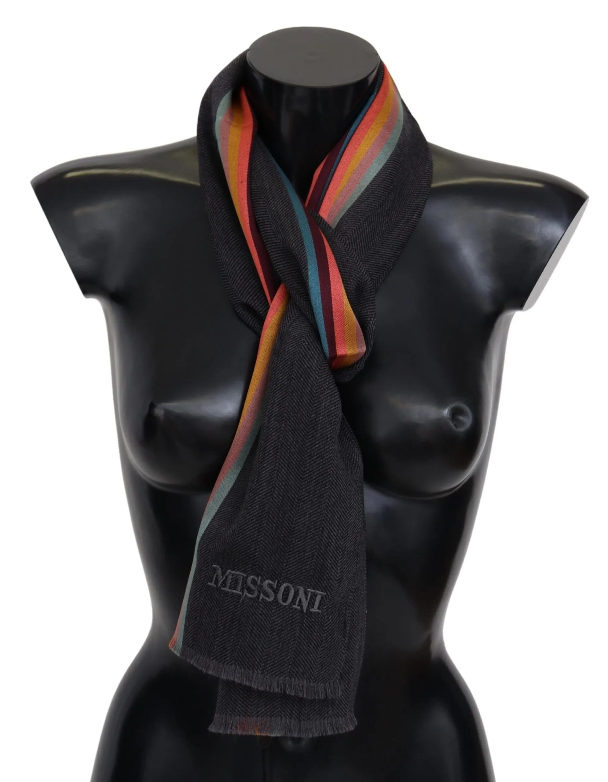 Missoni Men's Elegant Wool-Silk Blend Striped Scarf