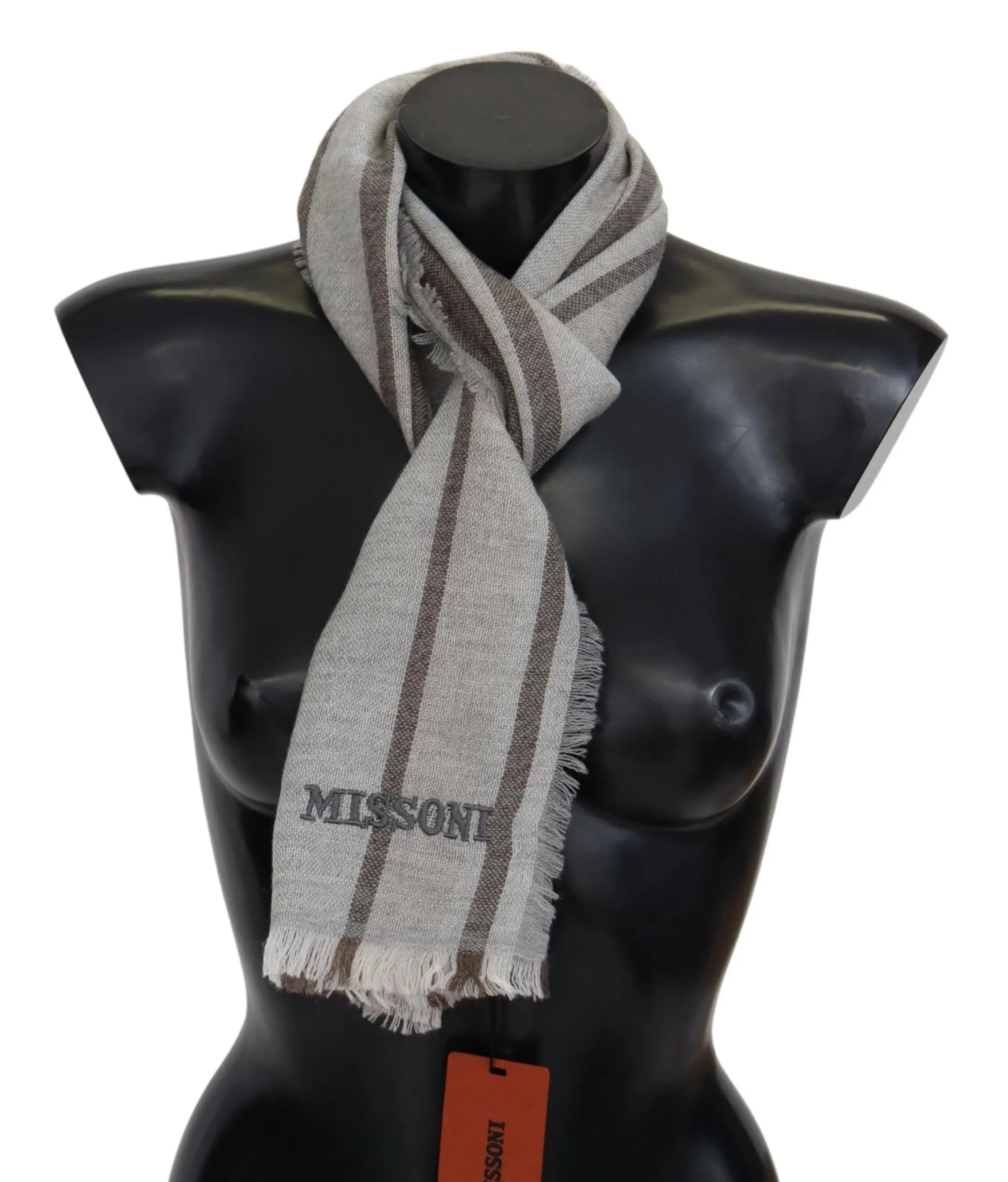 Missoni Men's Multicolor Wool Stripe Fringe Scarf Unisex