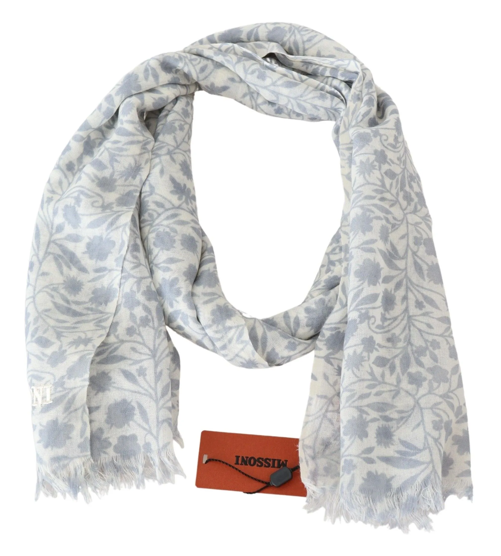 Missoni Men's Elegant Floral Wool Scarf with Fringe Detail