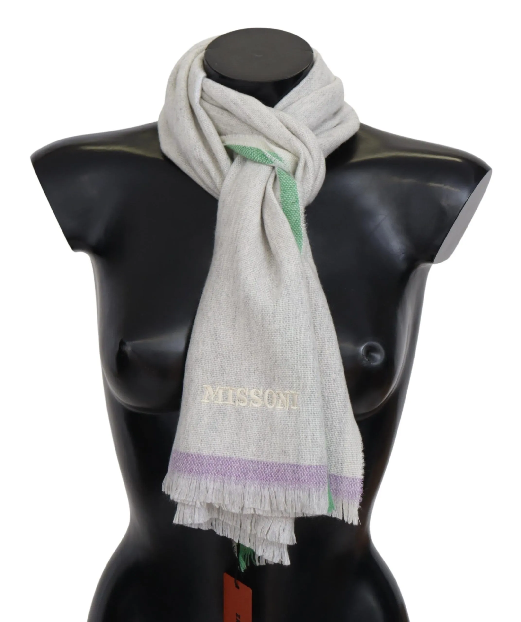 Missoni Men's Multicolor Cashmere Line Pattern Scarf