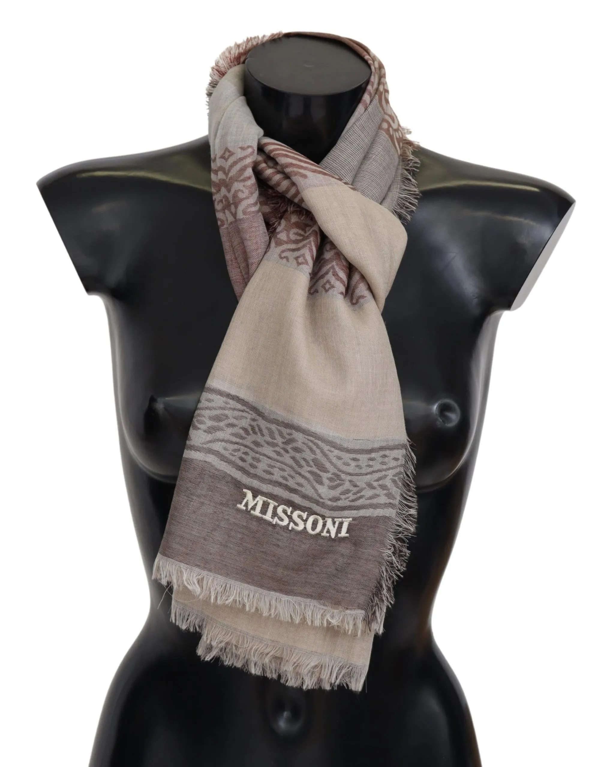 Missoni Men's Elegant Wool Scarf with Signature Pattern