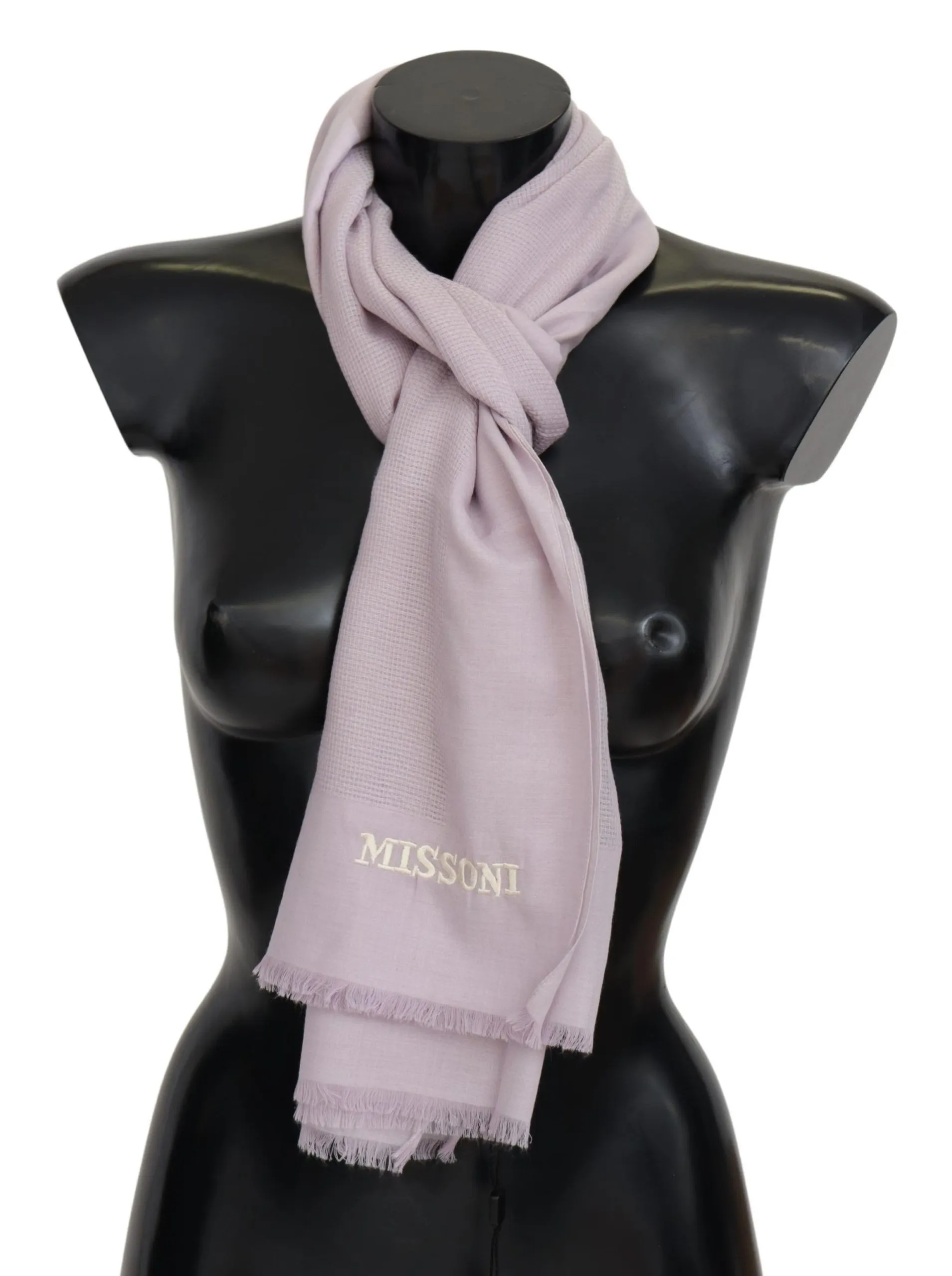 Missoni Men's Lavender Cashmere Scarf with Signature Lines