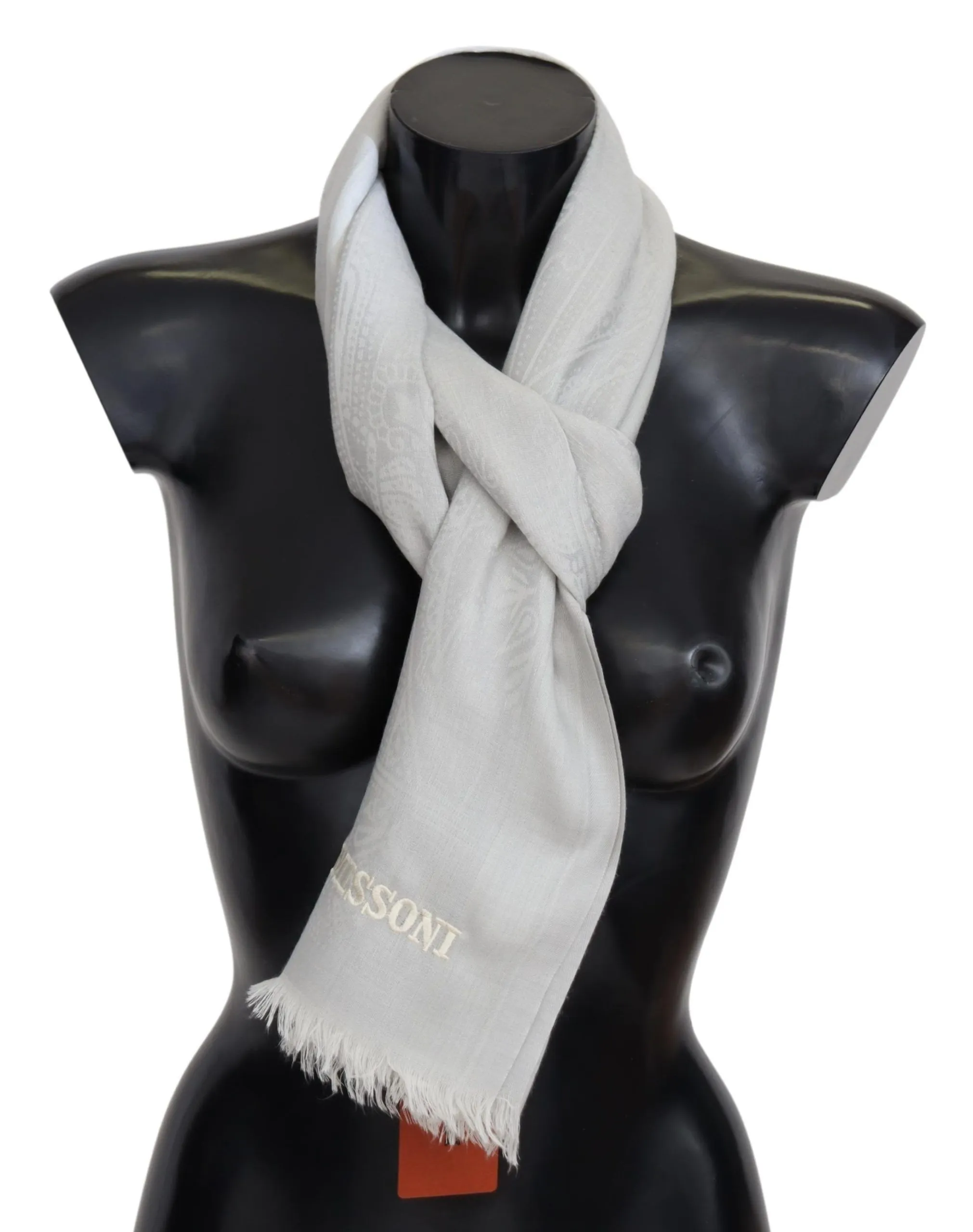 Missoni Men's Elegant White Cashmere Scarf Unisex