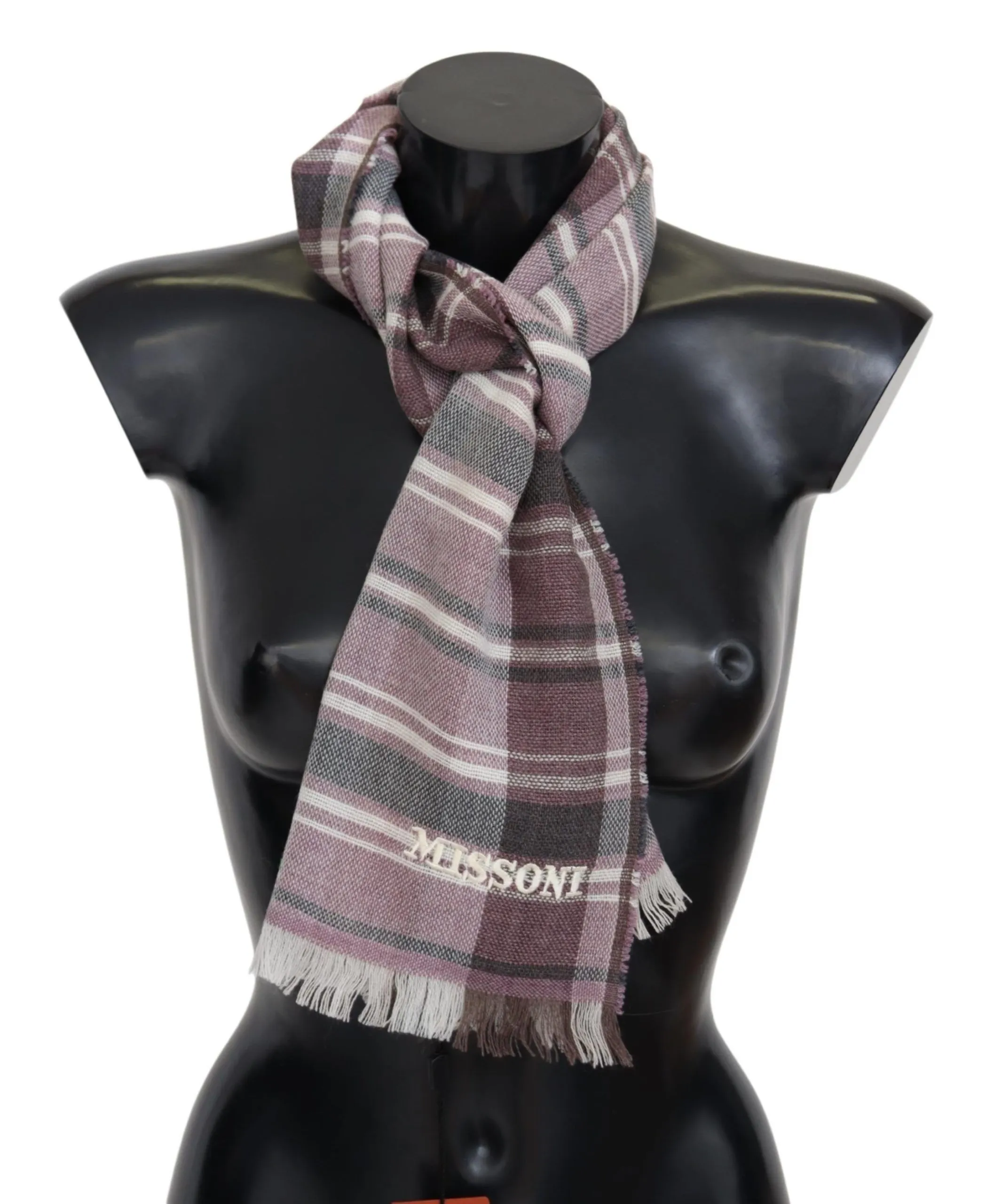 Missoni Men's Elegant Multicolor Wool Scarf with Logo Embroidery