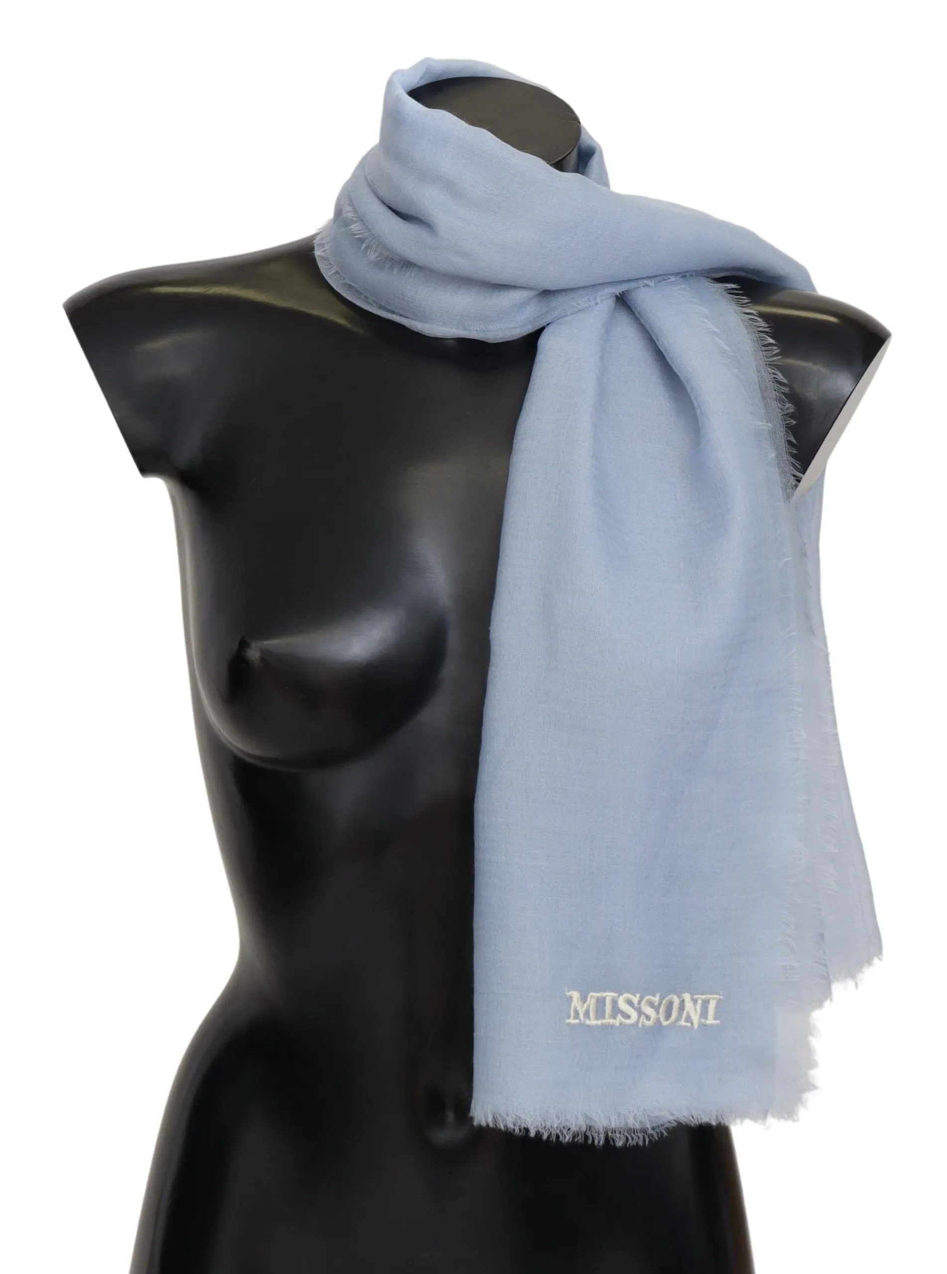 Missoni Men's Elegant Light-Blue Cashmere Scarf with Fringes
