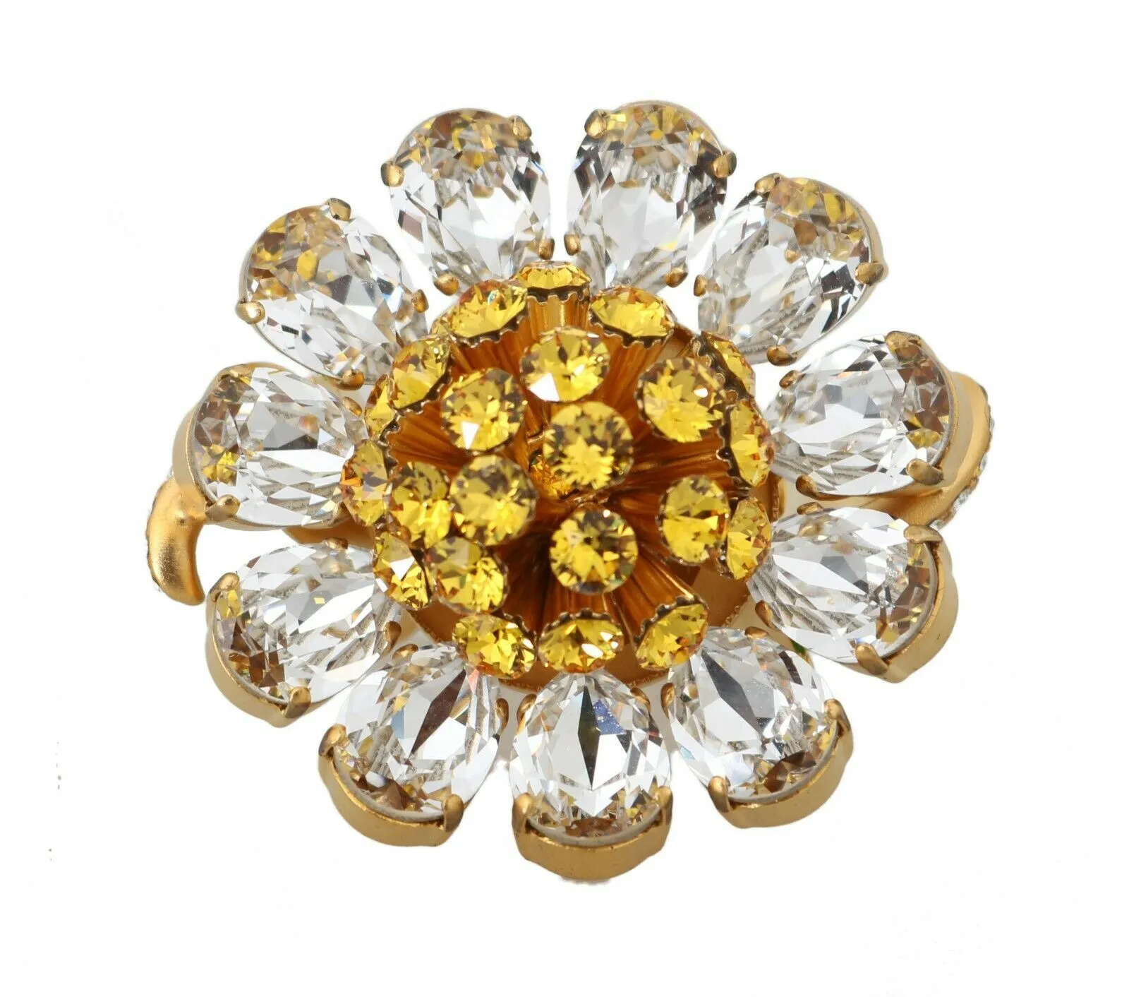 Dolce & Gabbana Women's Crystal Flower Statement Ring Size US 7.5