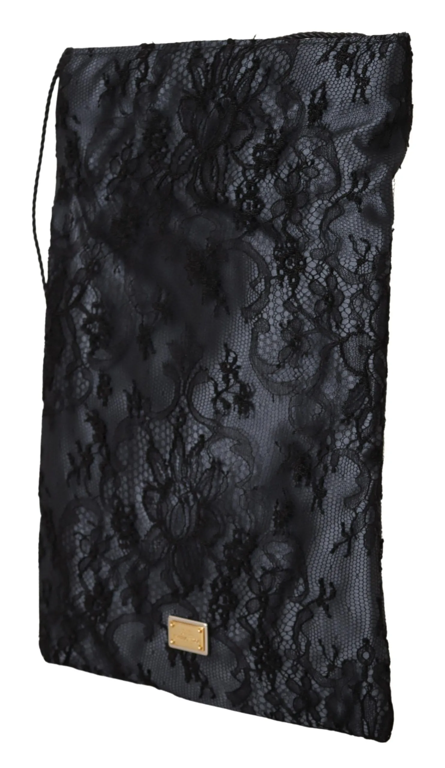 Dolce & Gabbana Women's Elegant Satin Lace Drawstring Pouch