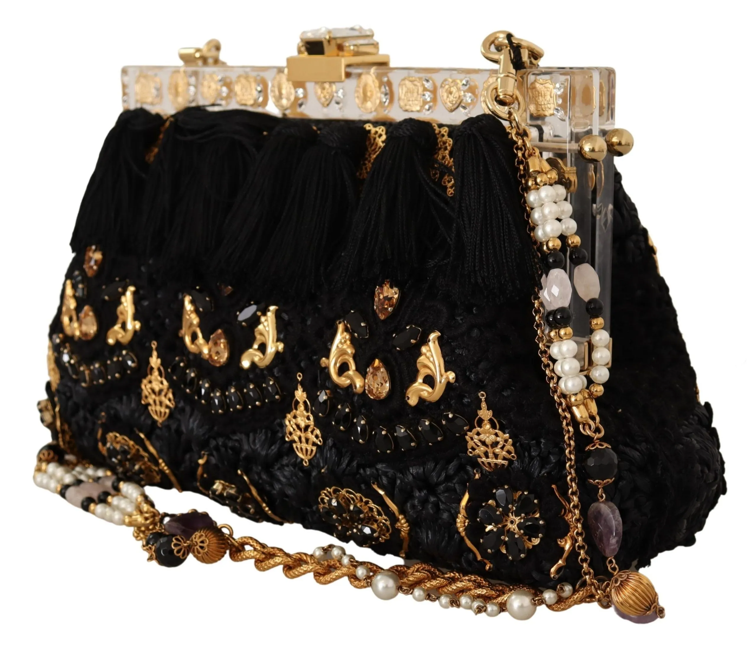 Dolce & Gabbana Women's Opulent Black Crystal VANDA Evening Clutch
