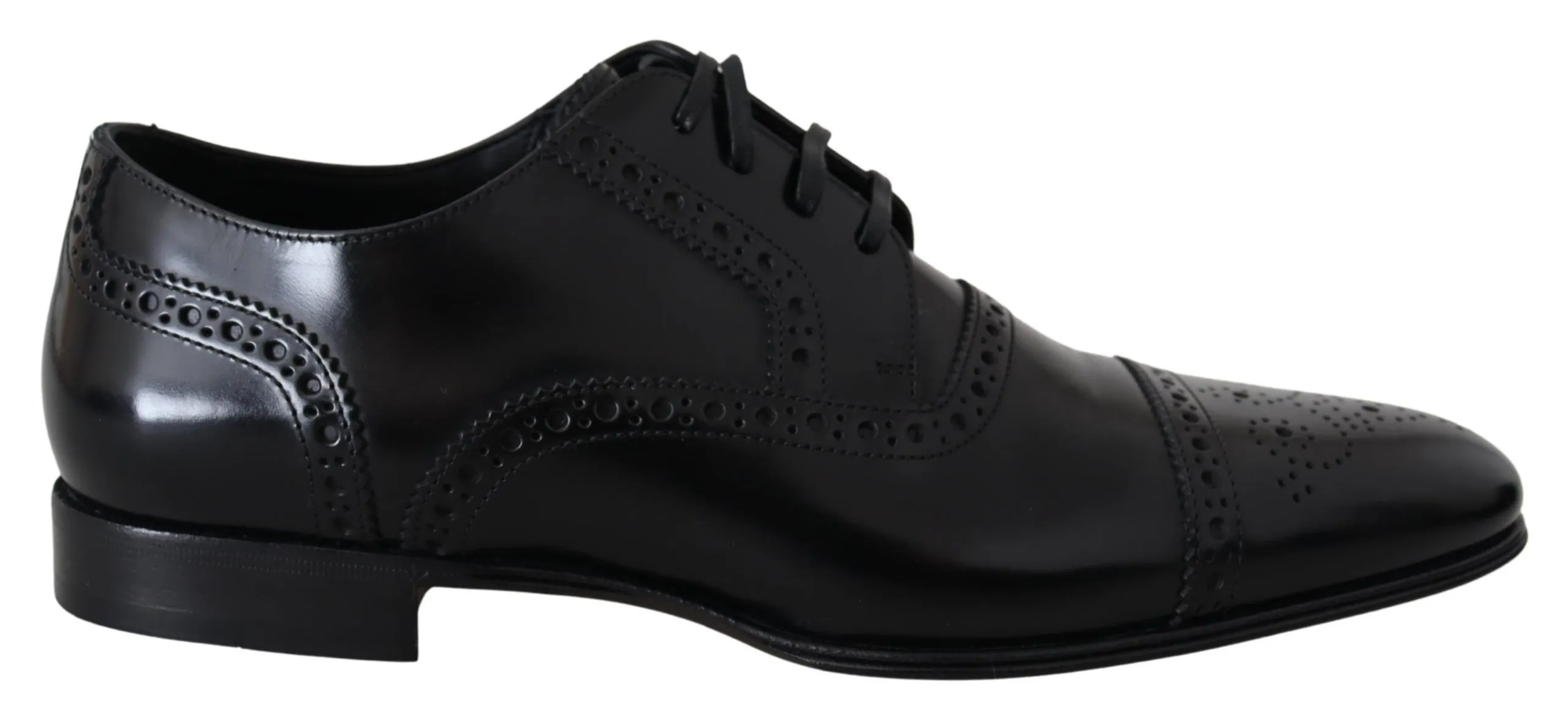 Dolce & Gabbana Men's Elegant Black Leather Formal Derby Shoes