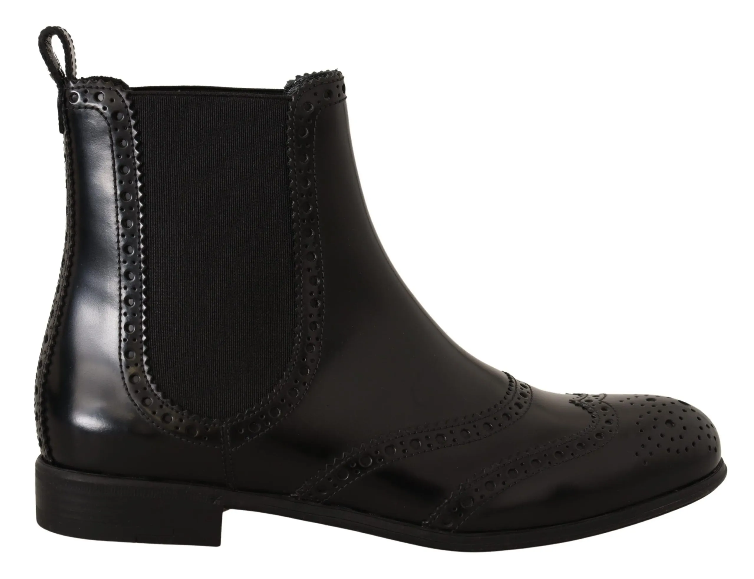 Dolce & Gabbana Women's Elegant Black Ankle Wingtip Oxford Boots