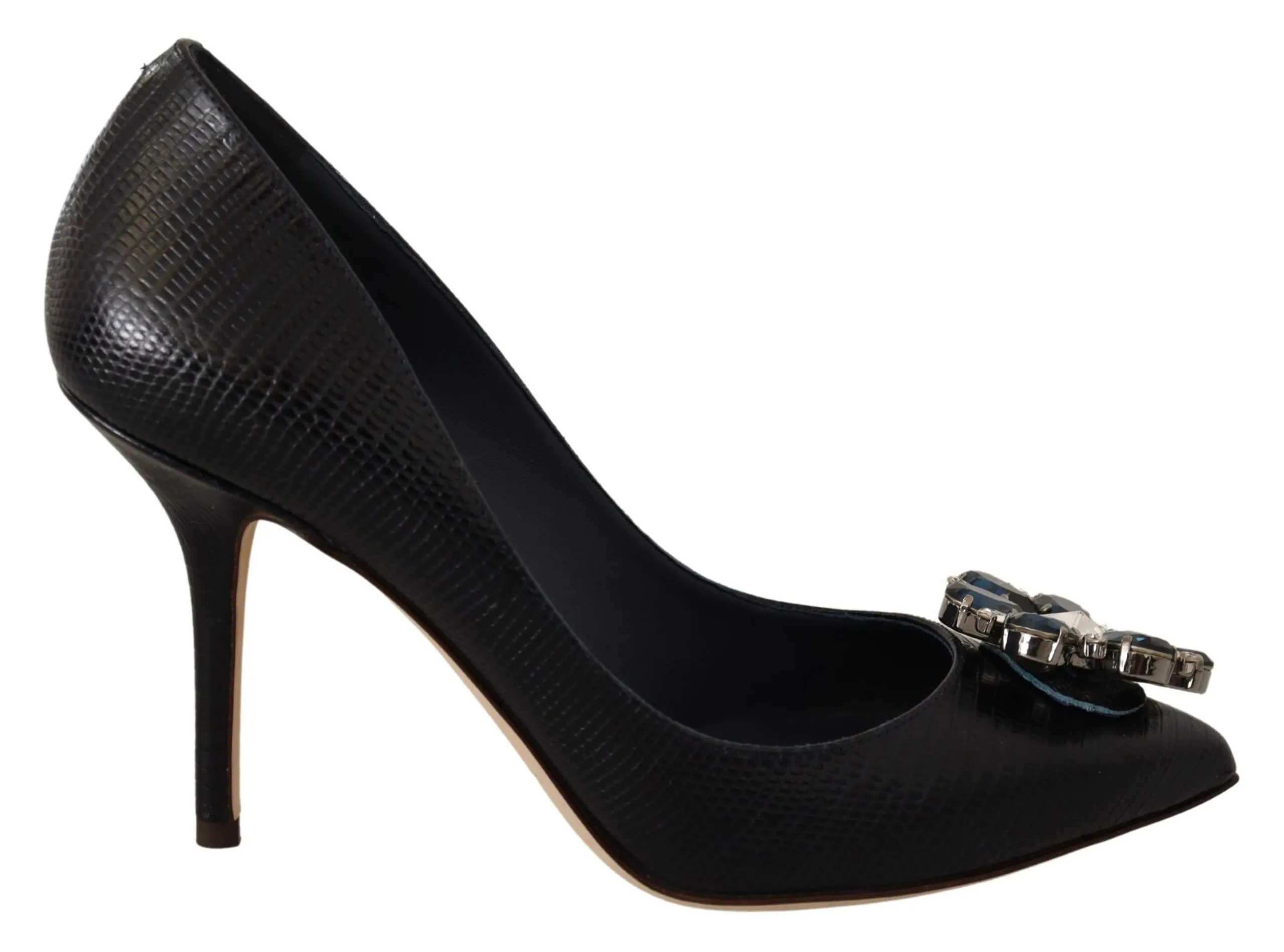 Dolce & Gabbana Women's Elegant Dark Blue Crystal Leather Pumps