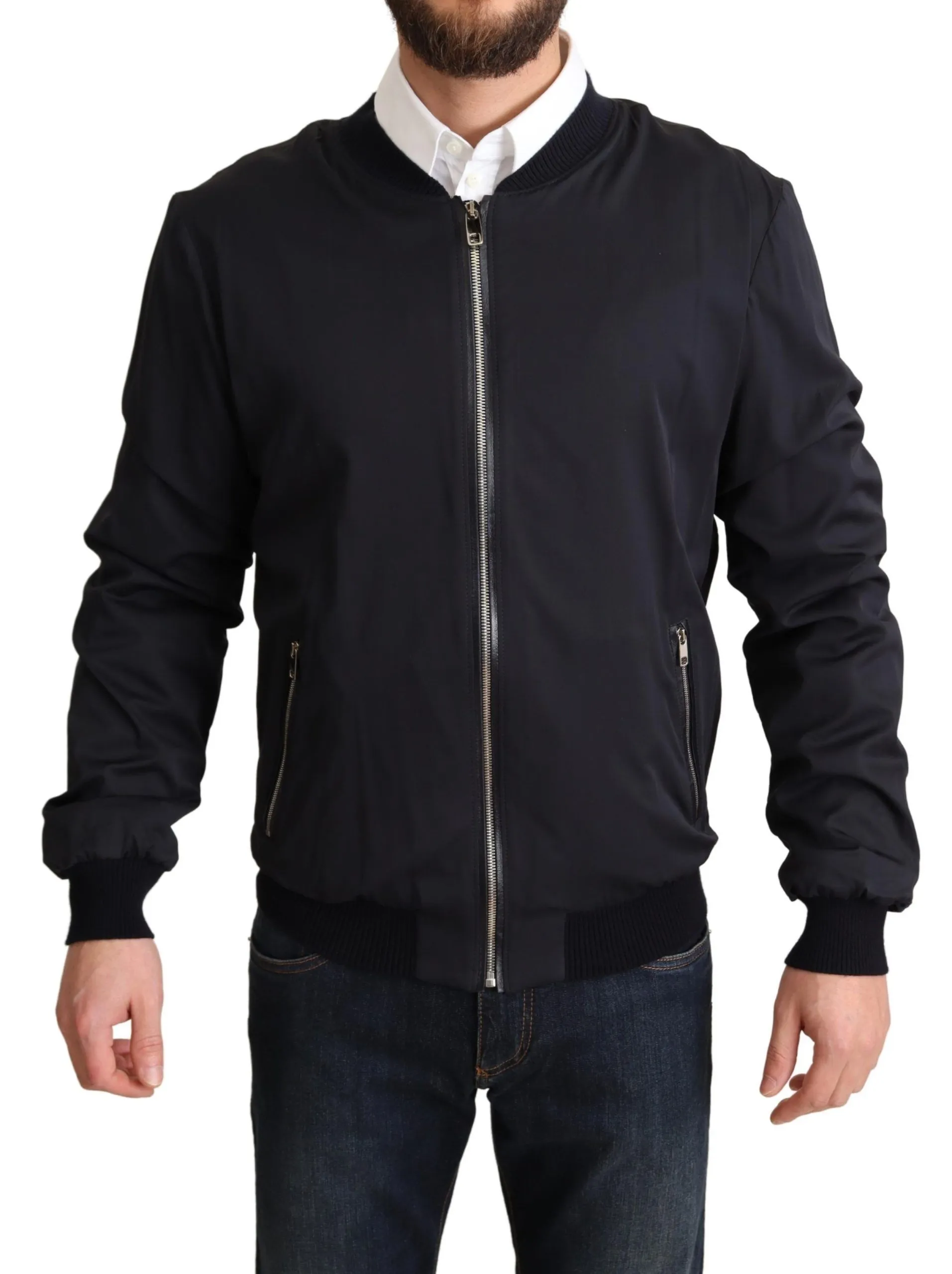 Dolce & Gabbana Men's Elegant Silk Blend Bomber Jacket