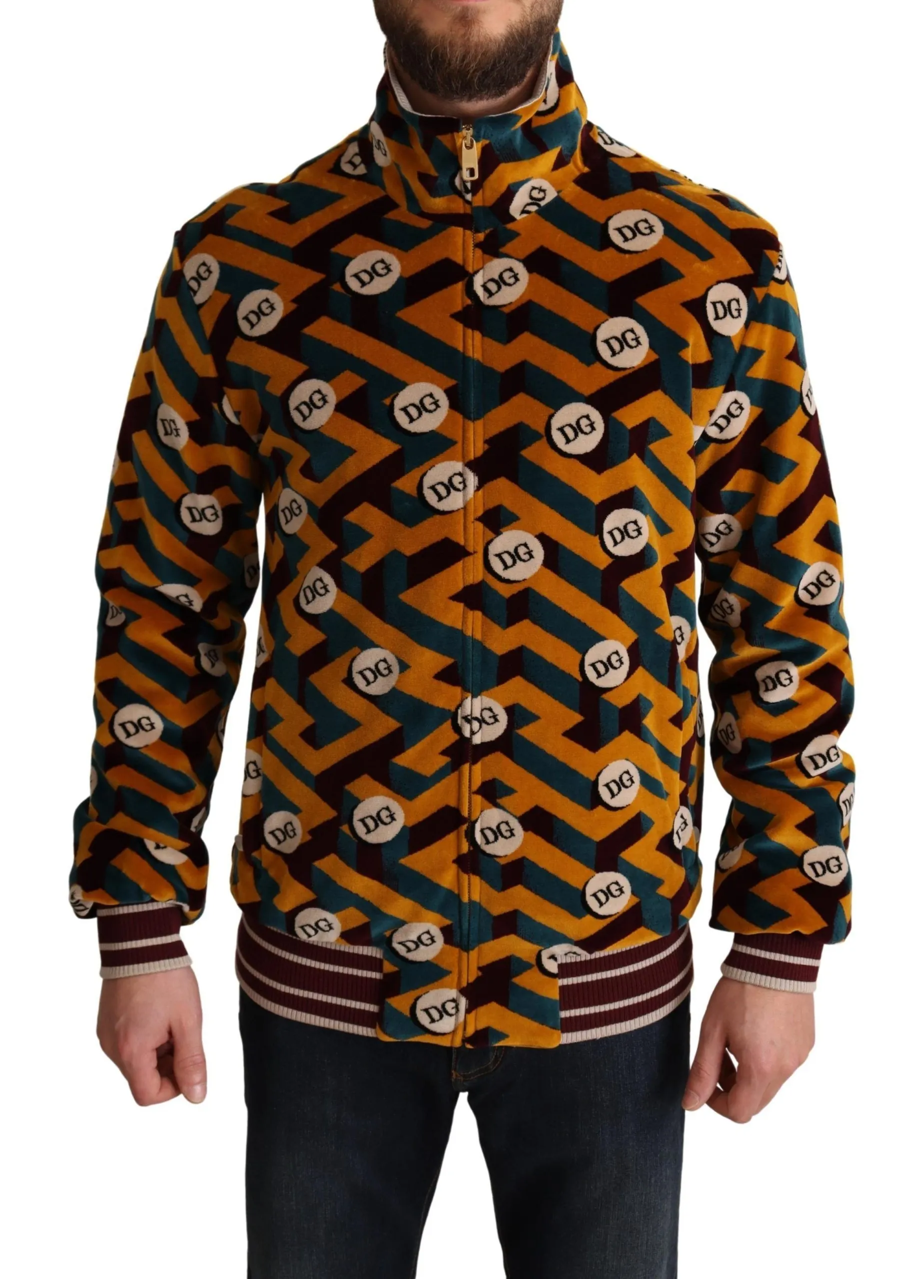 Dolce & Gabbana Men's Elegant Multicolor Zip Sweater
