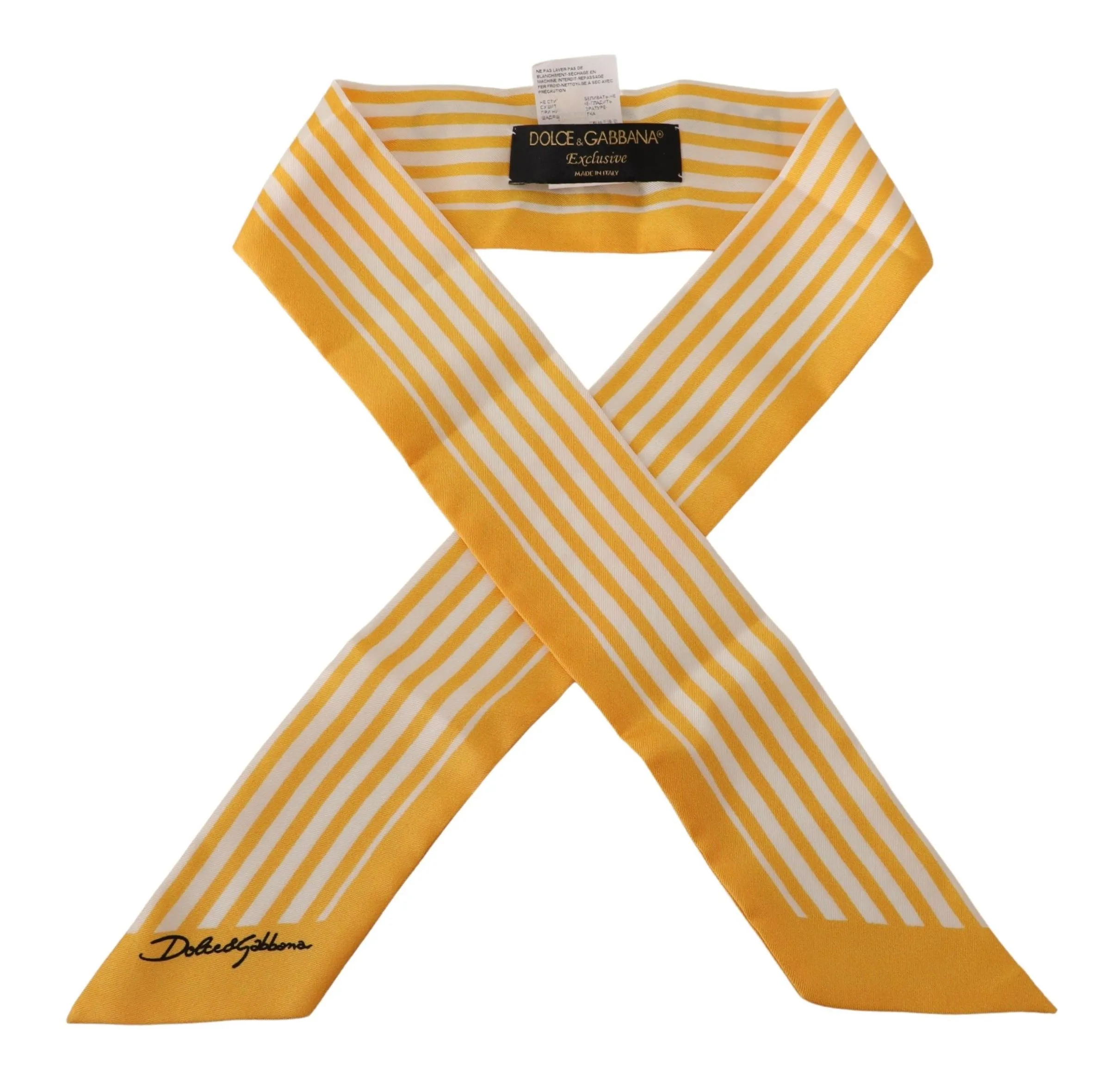 Dolce & Gabbana Women's Silk Striped Foulard Scarf with Portocervo Print