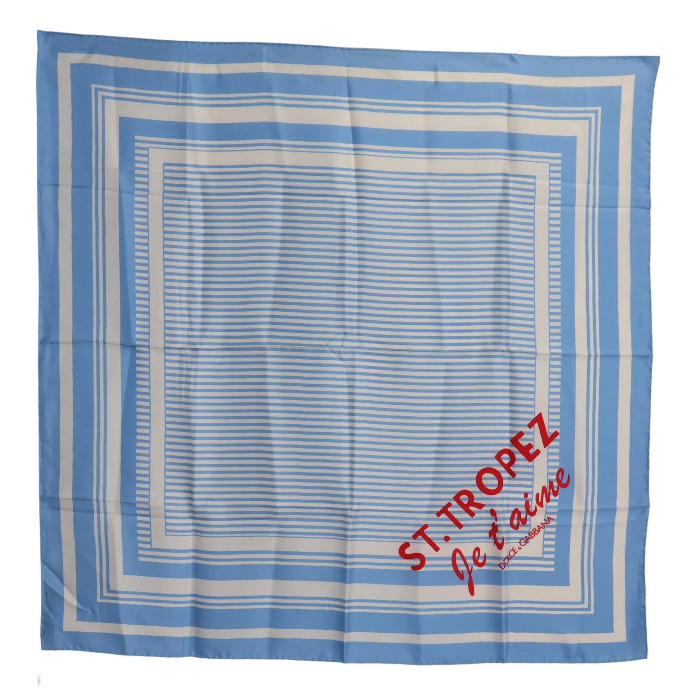 Elegant Striped Silk Square Scarf with St. Tropez Print