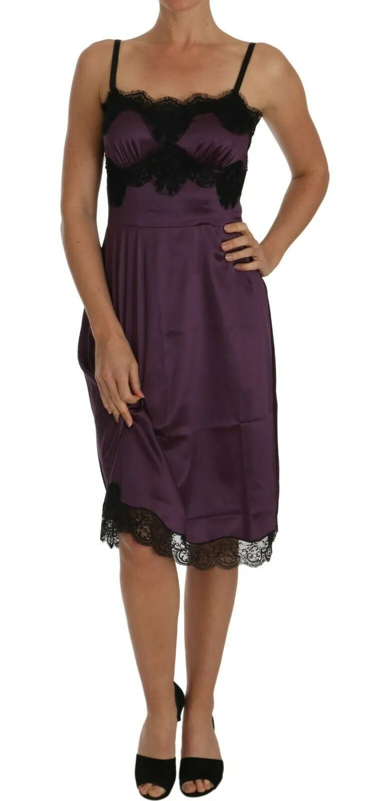 Dolce & Gabbana Women's Elegant Purple Silk Lace Chemise Dress