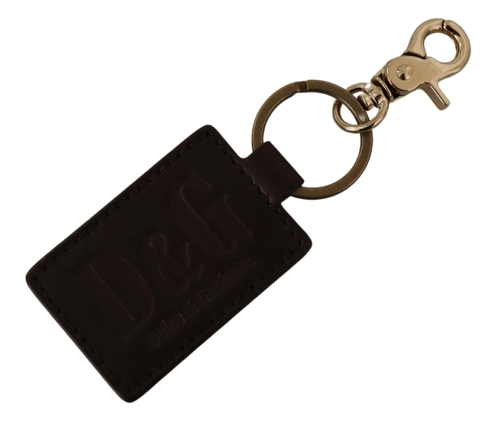 Dolce & Gabbana Men's Elegant Unisex Leather Keyring with Gold Detail