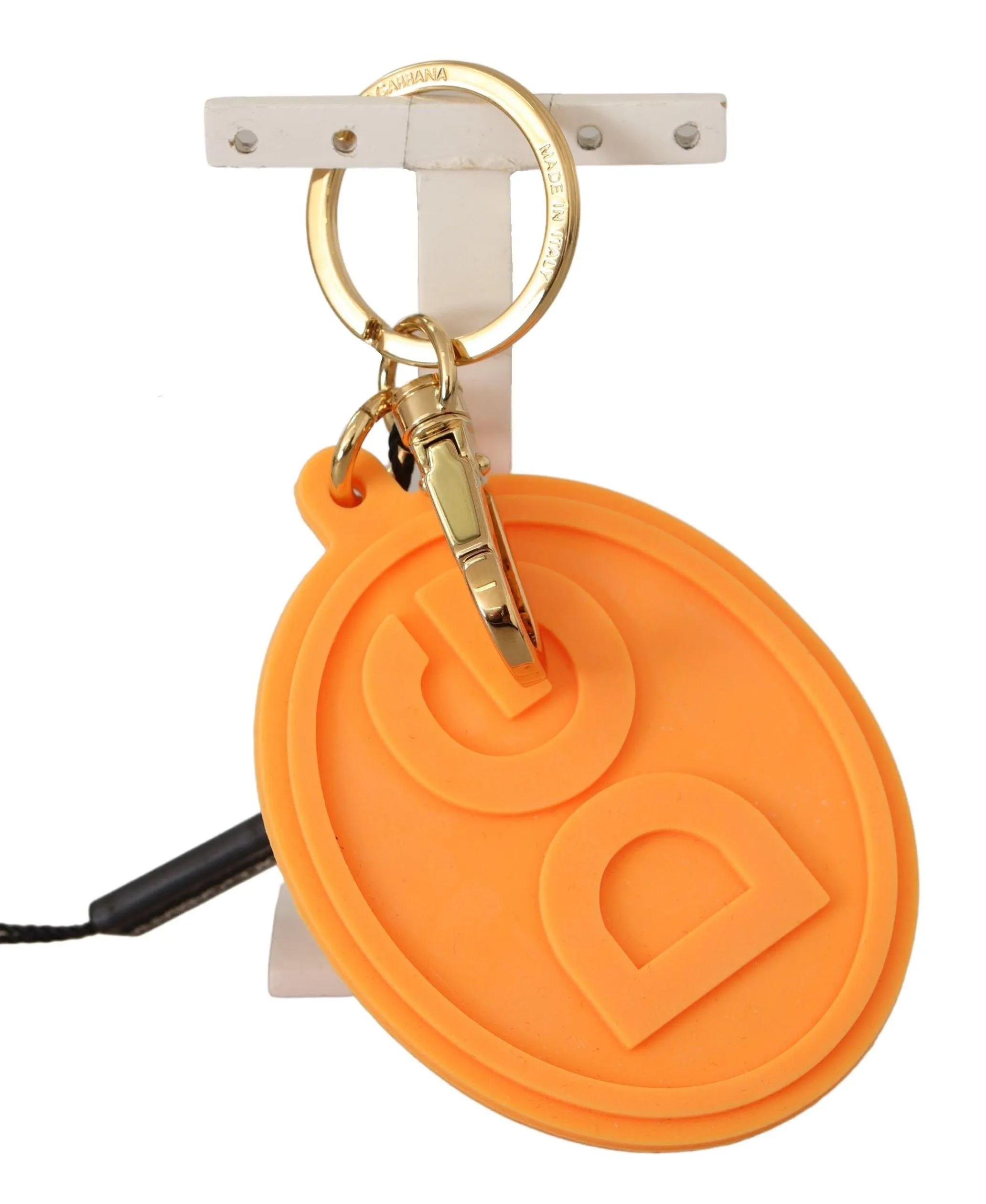 Dolce & Gabbana Men's Stunning Orange Gold Keychain & Bag Charm