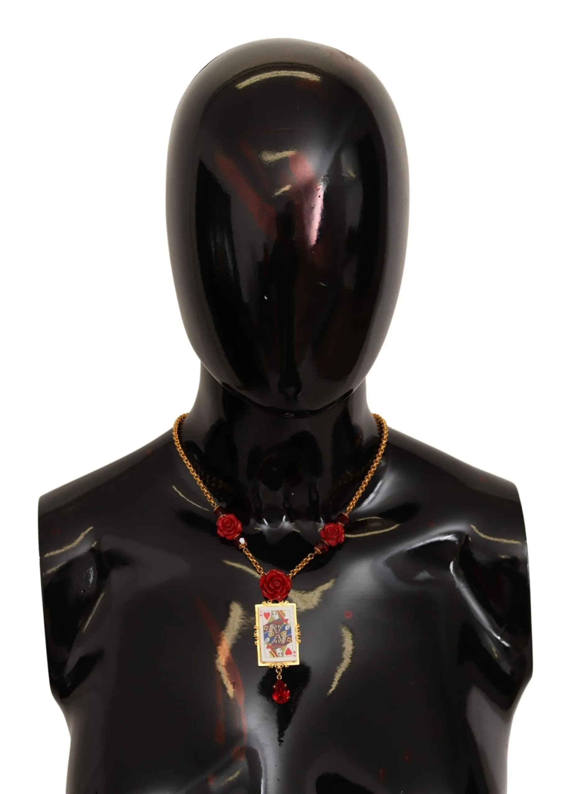 Dolce & Gabbana Women's Gold Tone Charm Necklace with Crystal Pendant