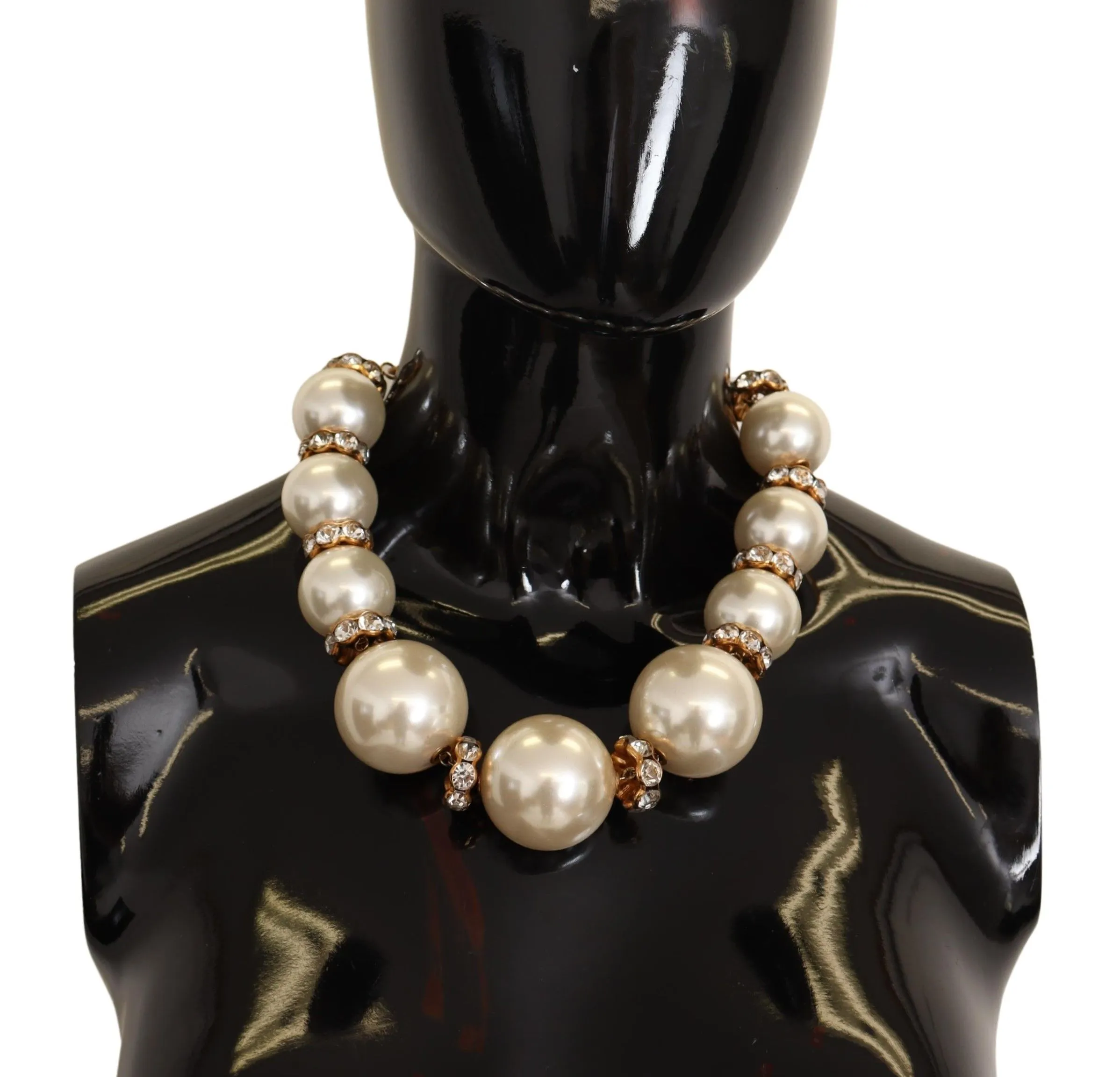 Dolce & Gabbana Women's Elegant Gold-Tone Faux Pearl Charm Necklace