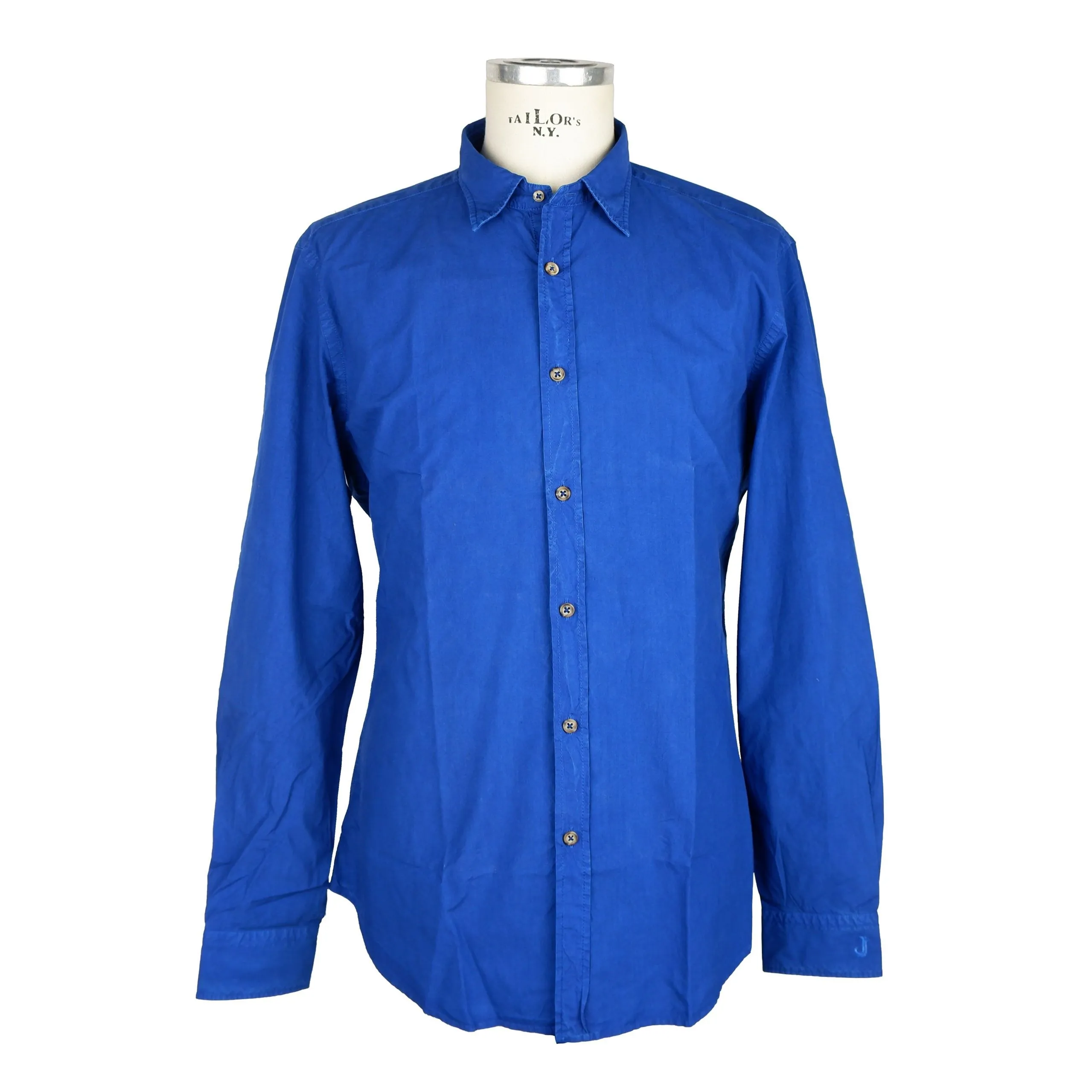 Jeckerson Men's Elegant Blue Cotton Long-Sleeve Men's Shirt