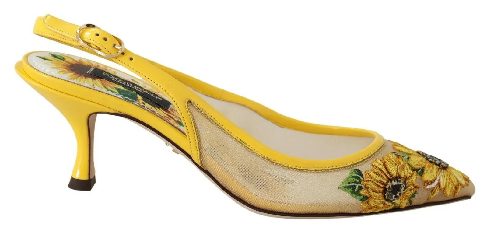 Dolce & Gabbana Women's Sunflower Print Kitten Heel Slingbacks