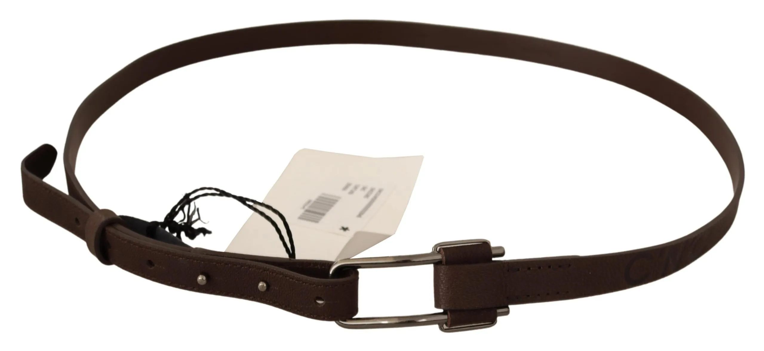 Costume National Women's Elegant Brown Fashion Belt with Silver-Tone Buckle