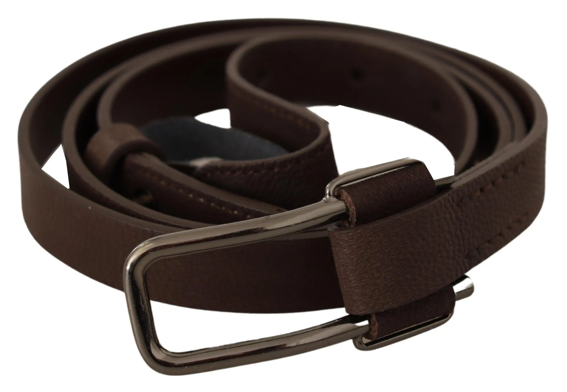 Costume National Women's Elegant Brown Fashion Belt with Silver-Tone Buckle