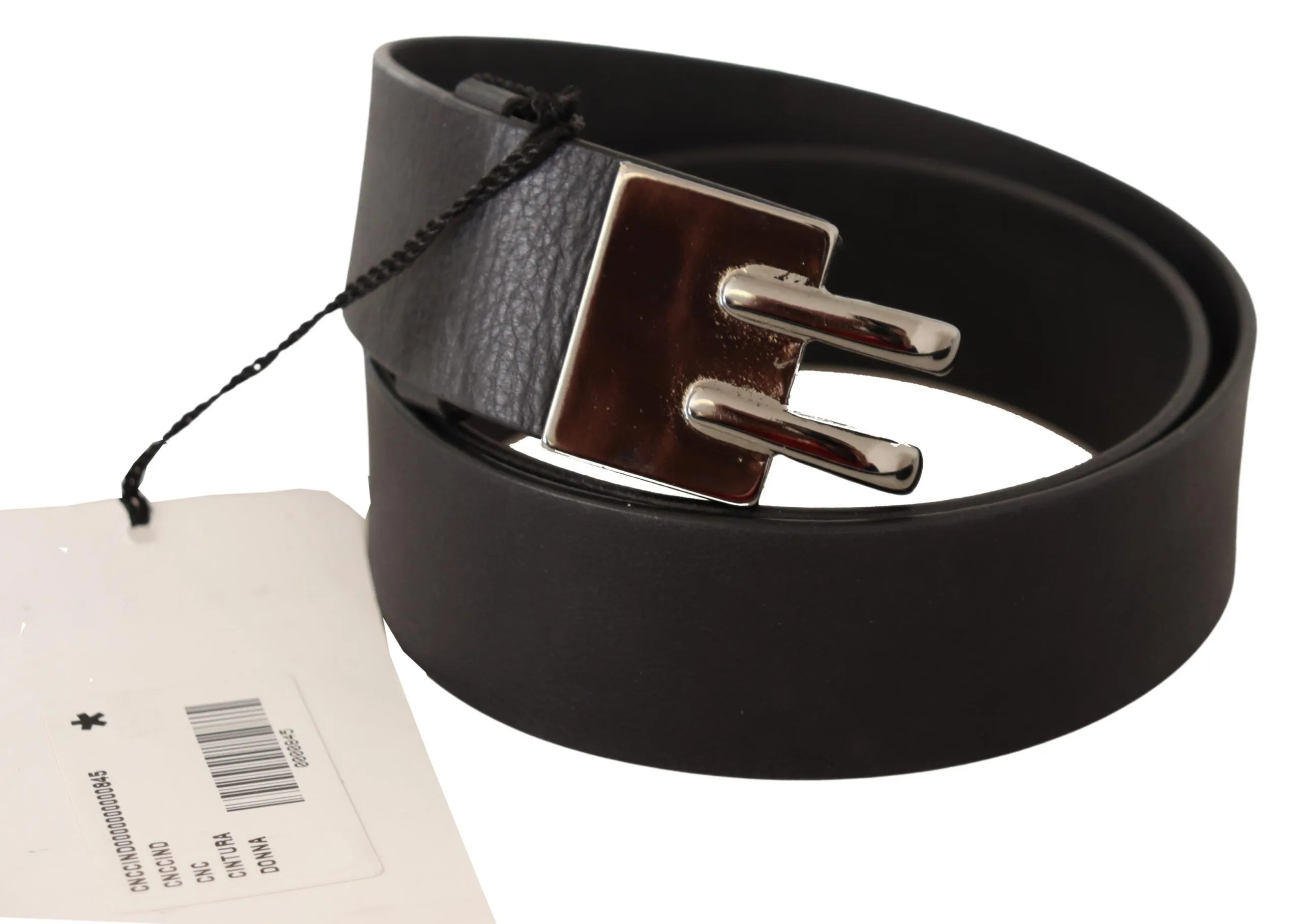 Costume National Women's Elegant Black Leather Fashion Belt
