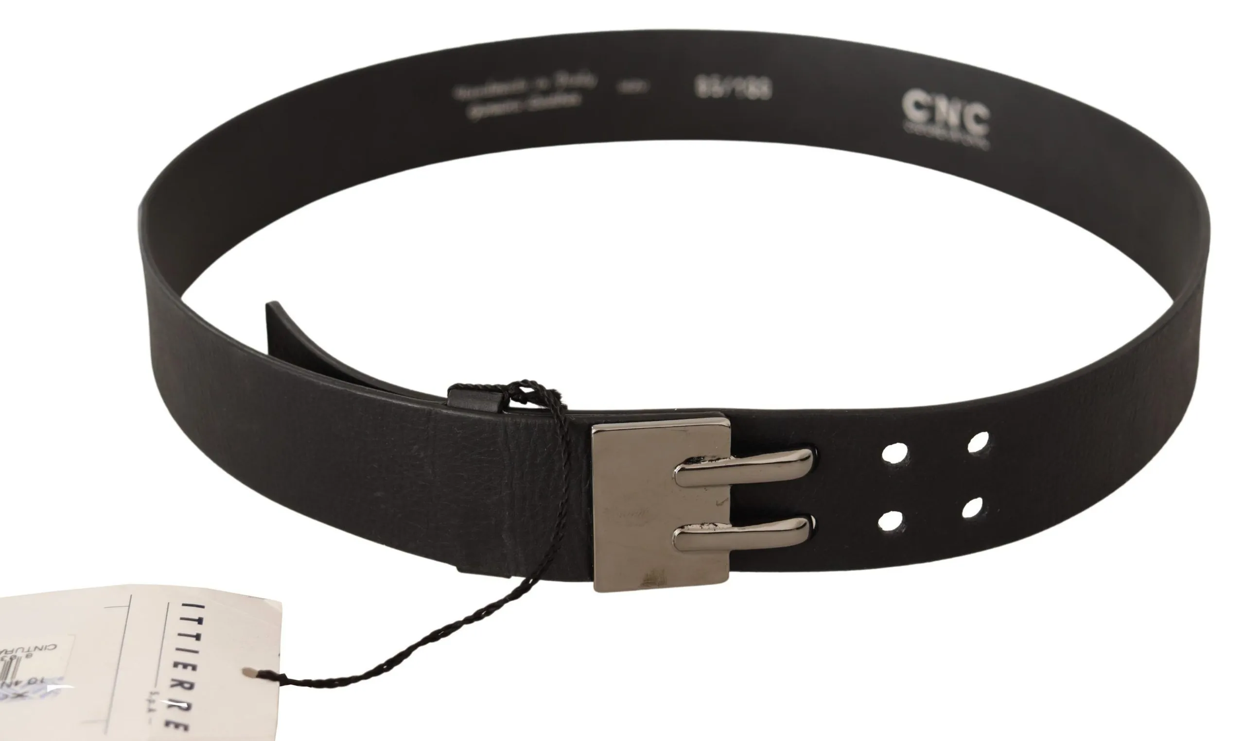 Costume National Women's Elegant Black Leather Fashion Belt