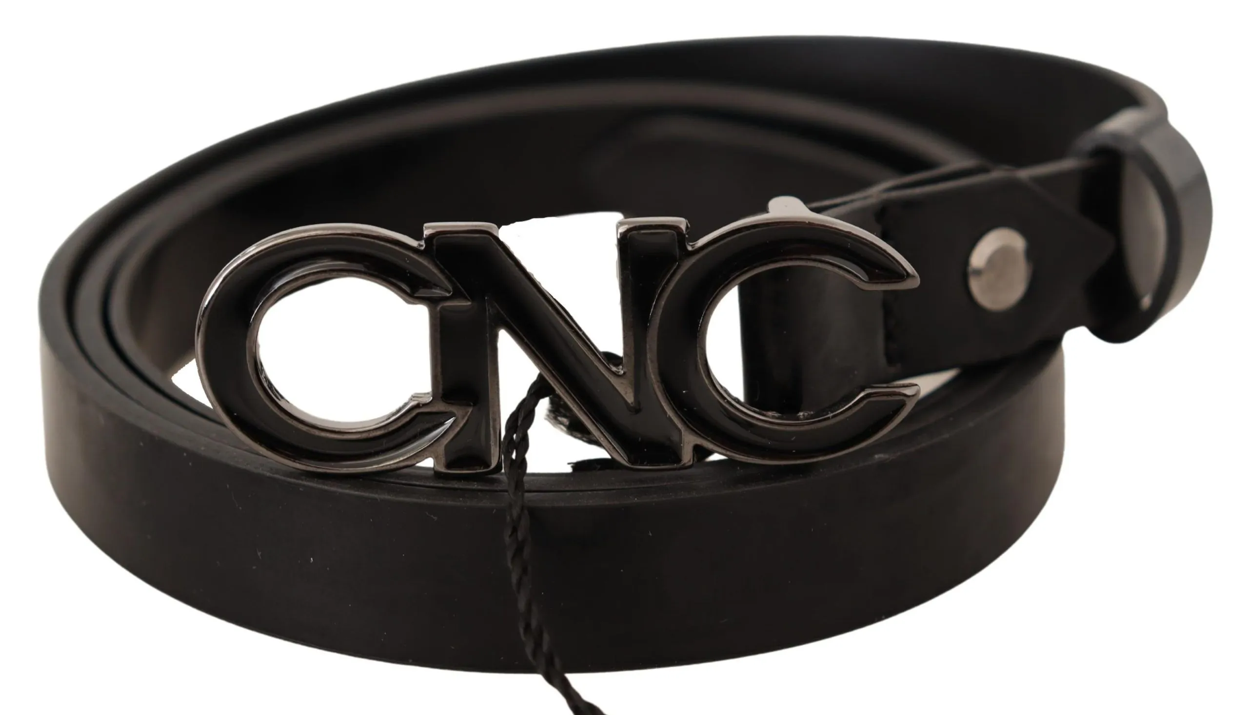 Costume National Women's Elegant Black Leather Fashion Belt
