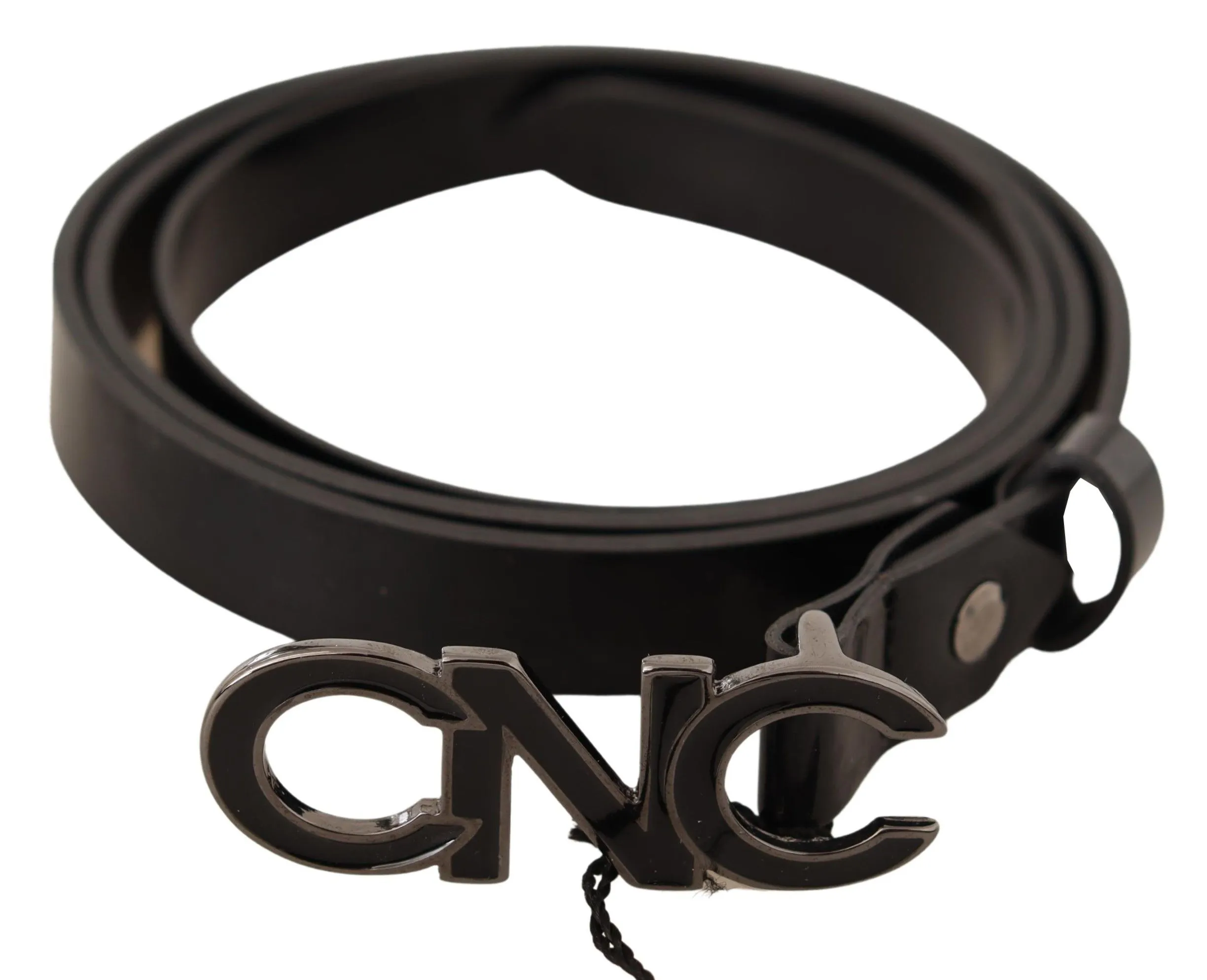 Costume National Women's Elegant Black Leather Fashion Belt
