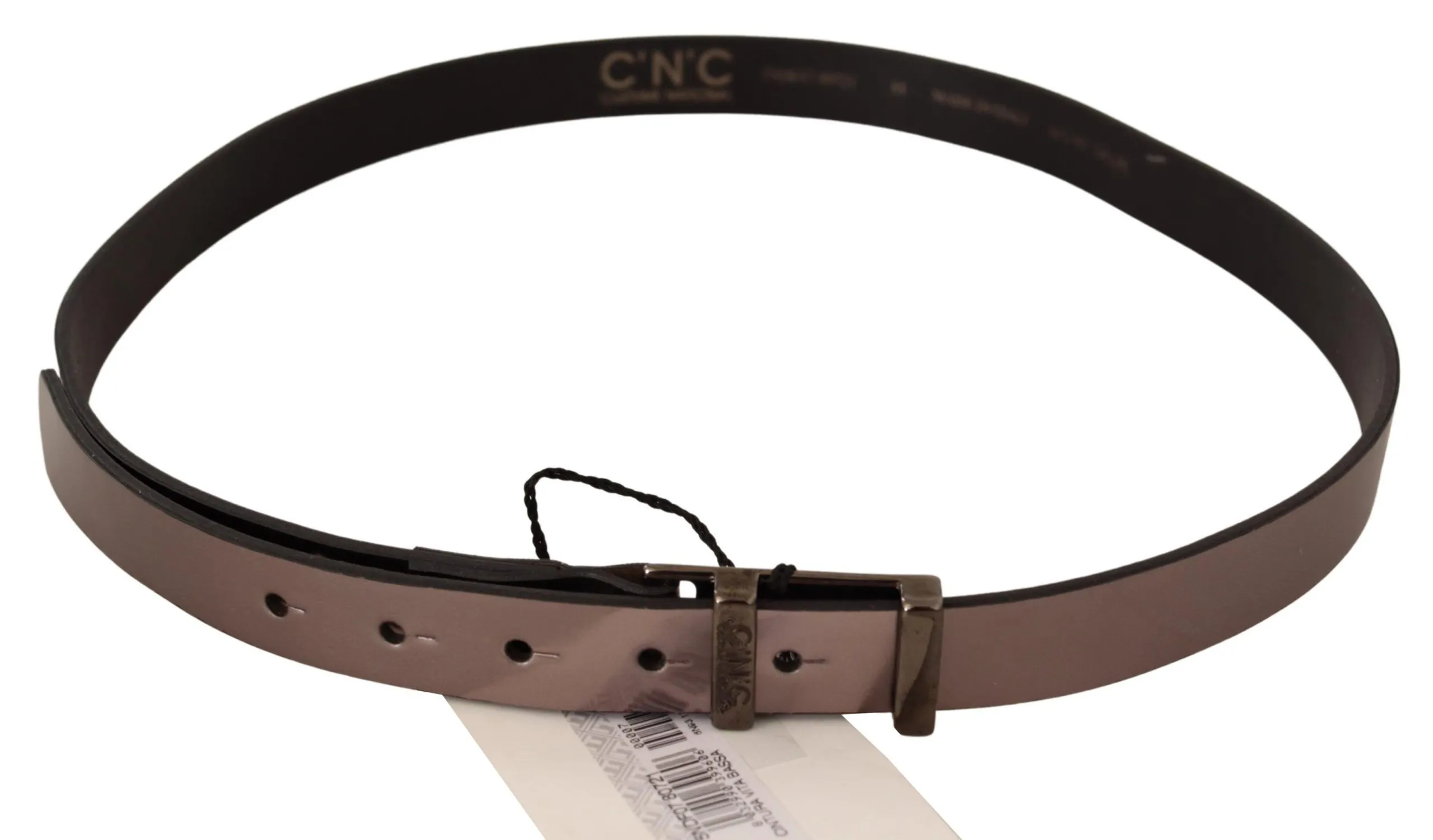 Costume National Women's Chic Pink Metallic Leather Belt with Bronze Buckle